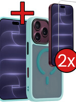 BTH BTH iPhone 18 Pro Max Magsafe Hoesje Lichtblauw Met 2x Screenprotector