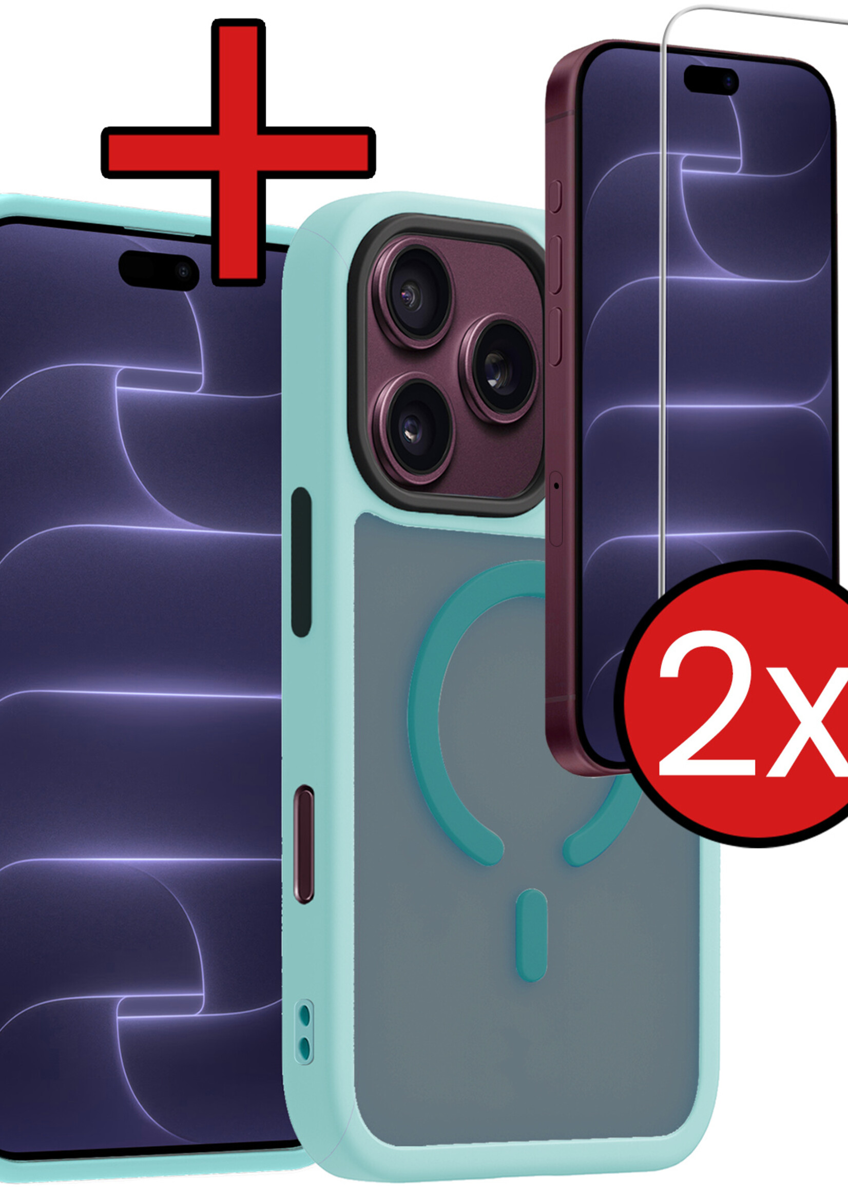 BTH BTH iPhone 18 Pro Max Magsafe Hoesje Lichtblauw Met 2x Screenprotector