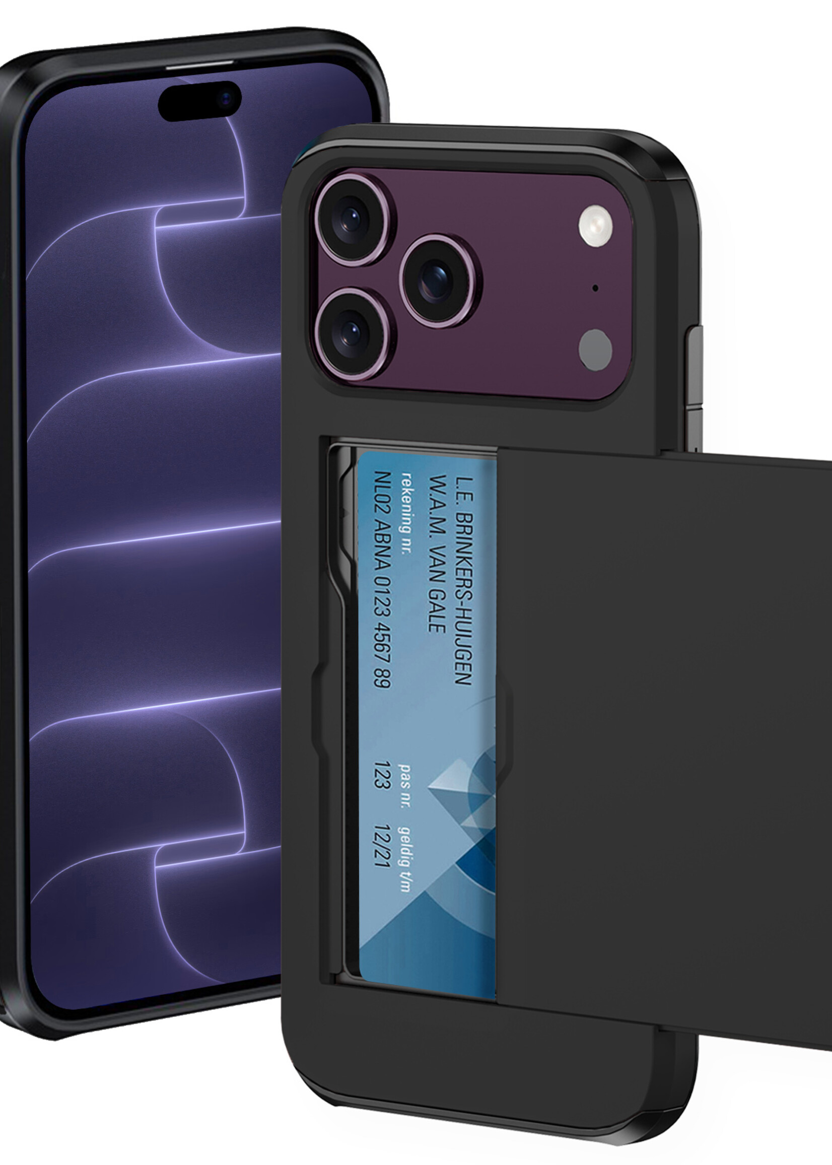 BTH BTH iPhone 18 Pro Hoesje Pashouder Hard - Zwart