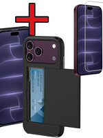 BTH BTH iPhone 18 Pro Hoesje Pashouder Hard Met Screenprotector - Zwart