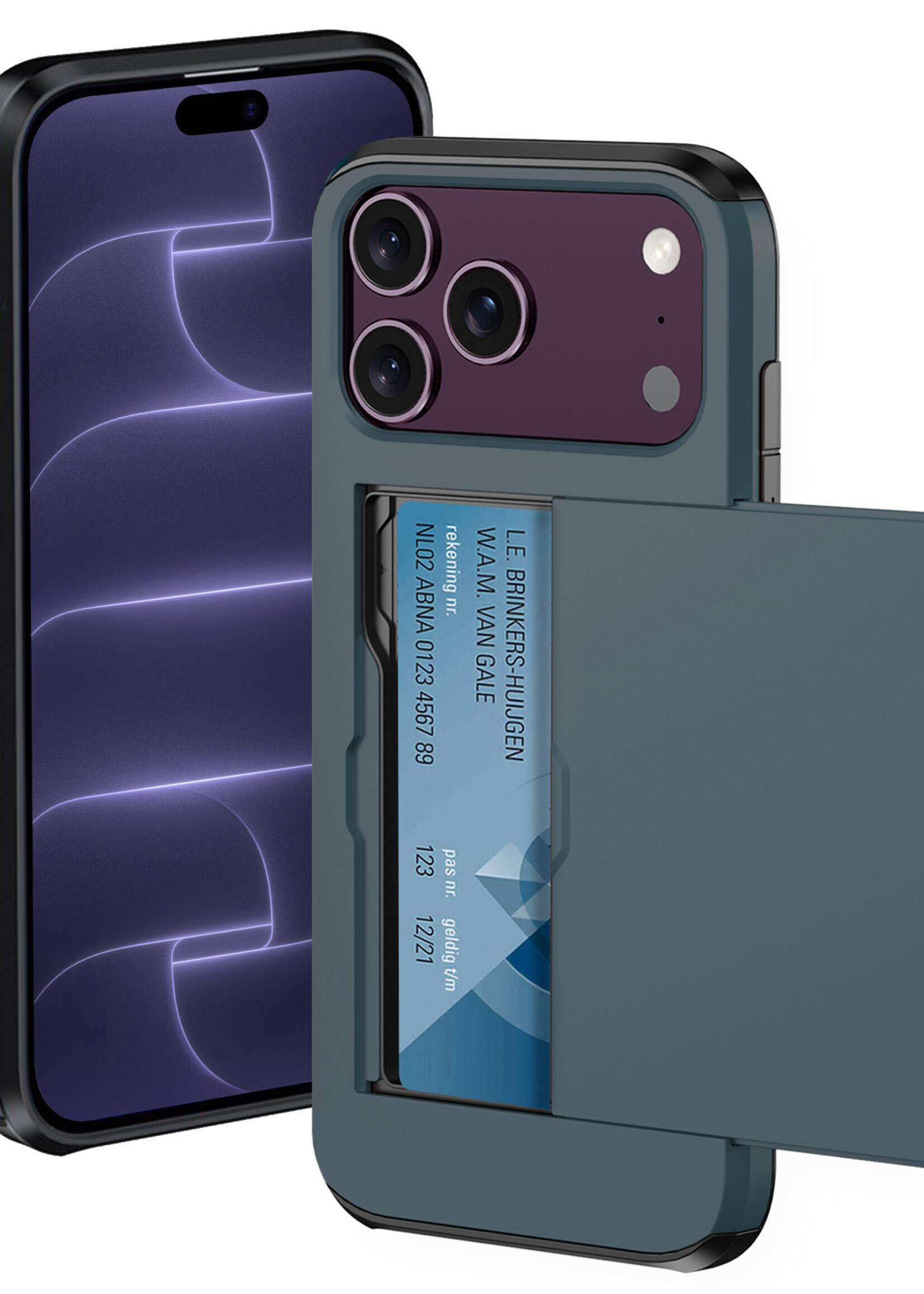 BTH BTH iPhone 18 Pro Max Hoesje Pashouder Hard - Donker Blauw