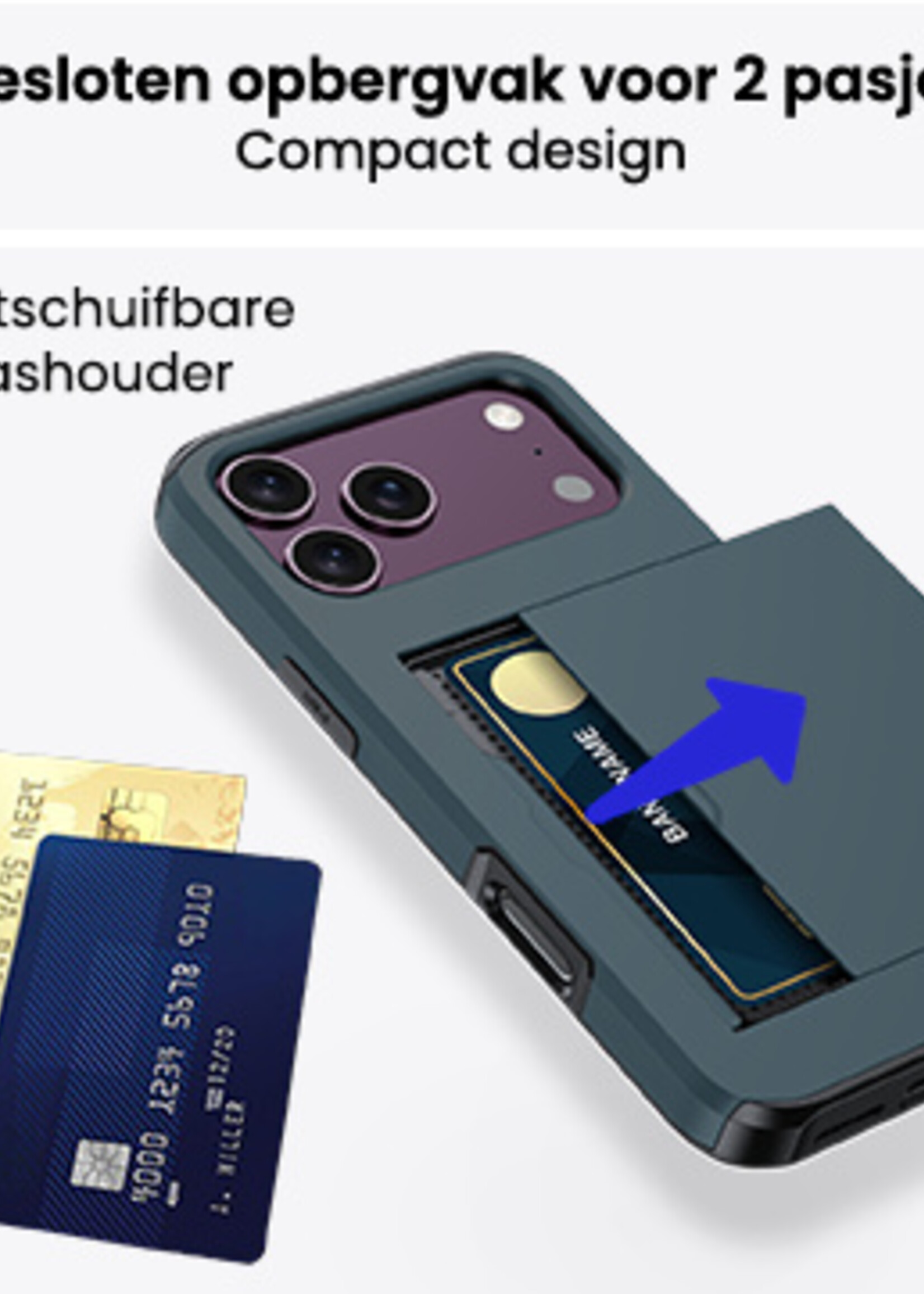 BTH BTH iPhone 18 Pro Max Hoesje Pashouder Hard - Donker Blauw