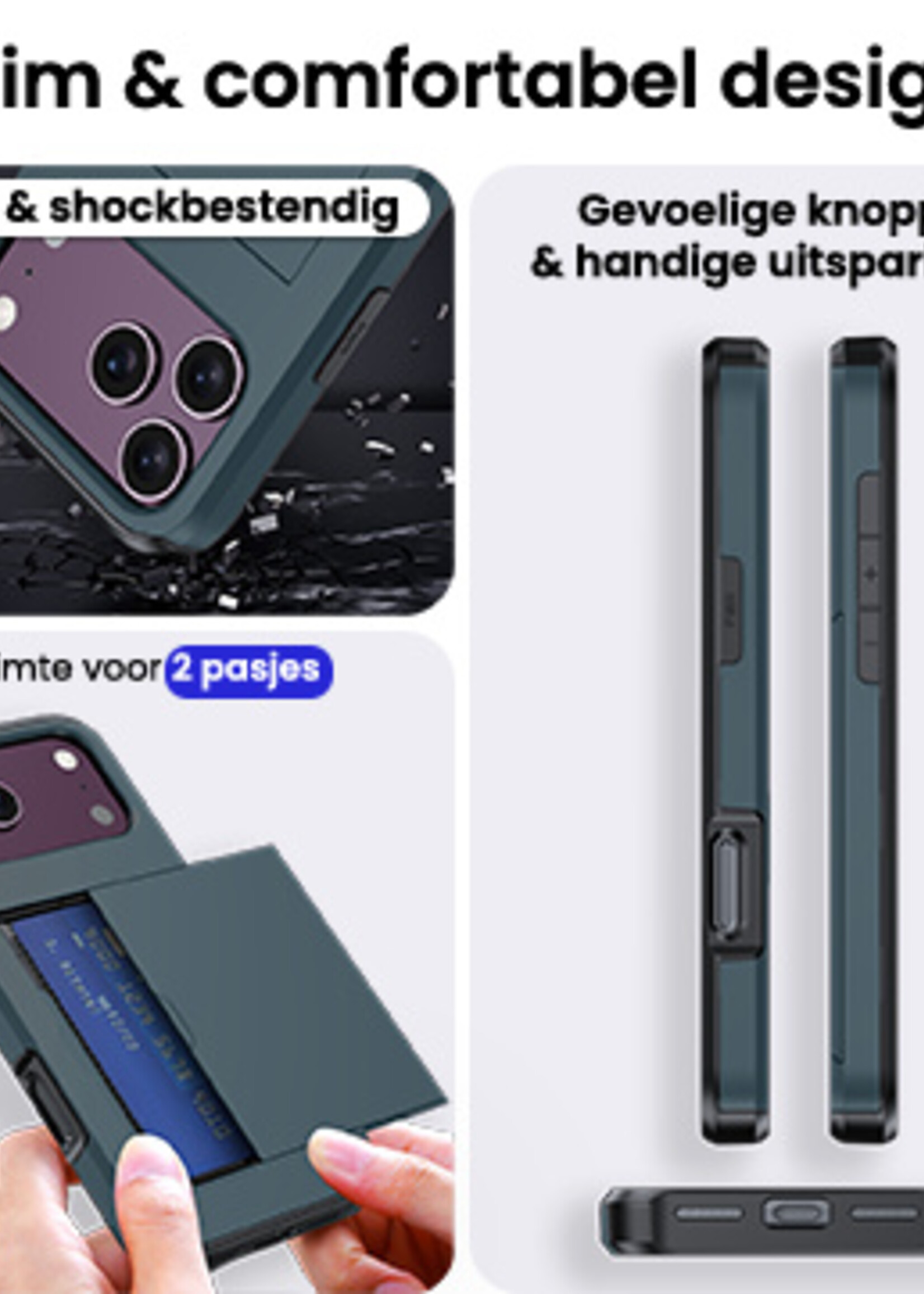 BTH BTH iPhone 18 Pro Max Hoesje Pashouder Hard - Donker Blauw