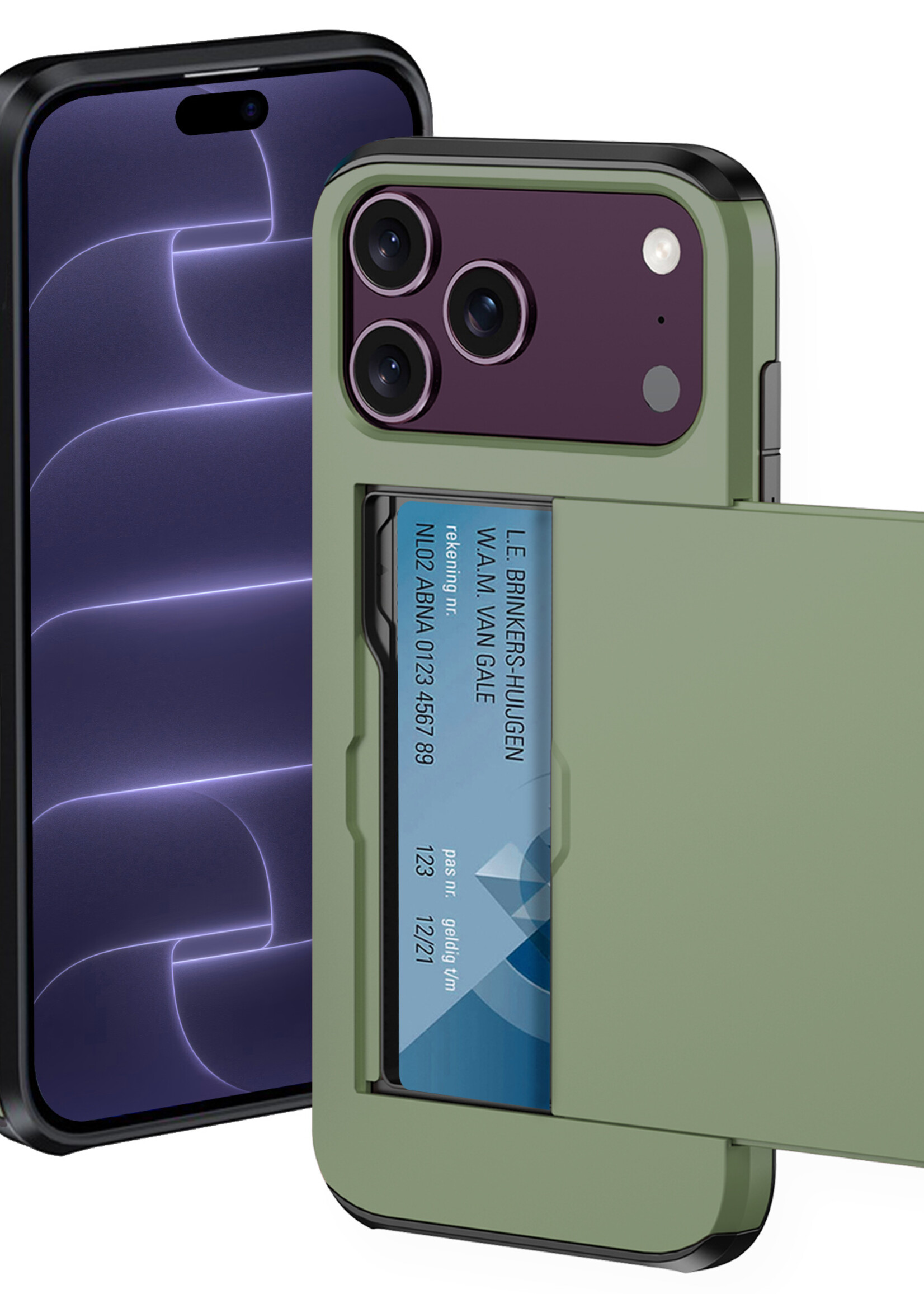 BTH BTH iPhone 18 Pro Max Hoesje Pashouder Hard - Donker Groen