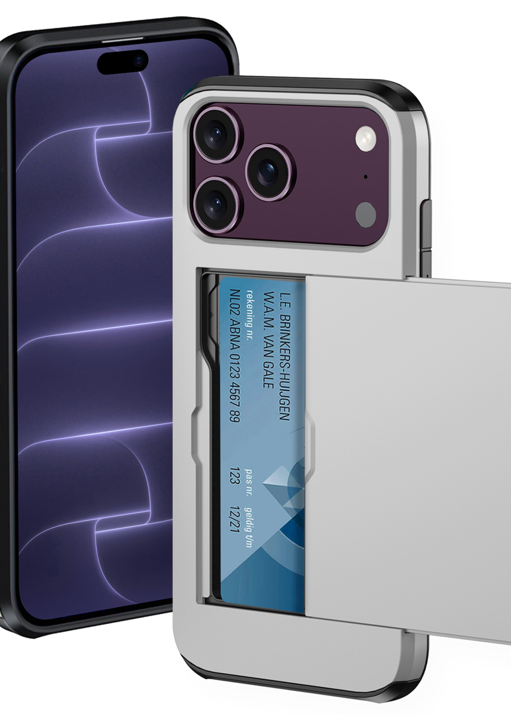 BTH BTH iPhone 18 Pro Max Hoesje Pashouder Hard - Grijs