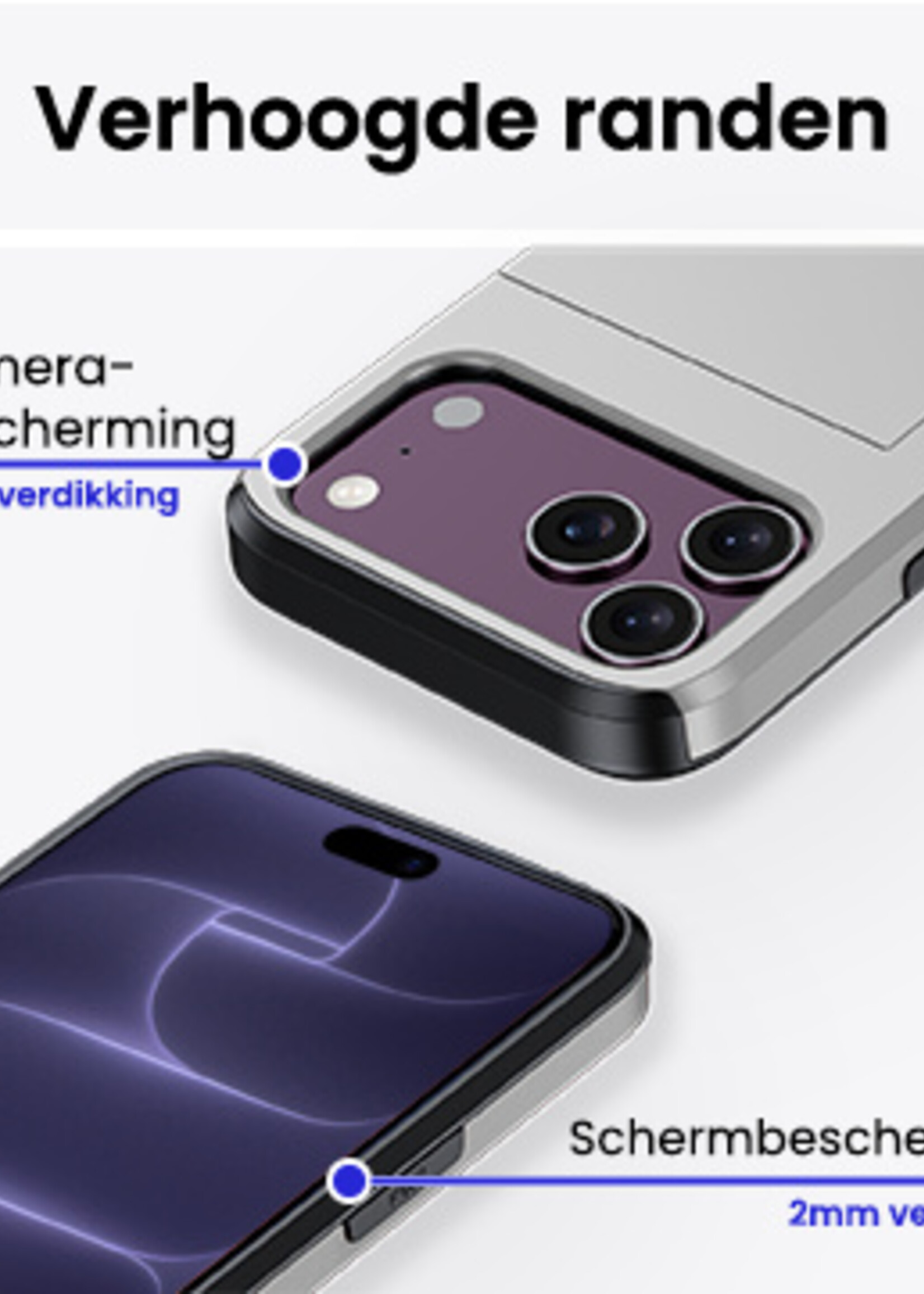BTH BTH iPhone 18 Pro Max Hoesje Pashouder Hard - Grijs