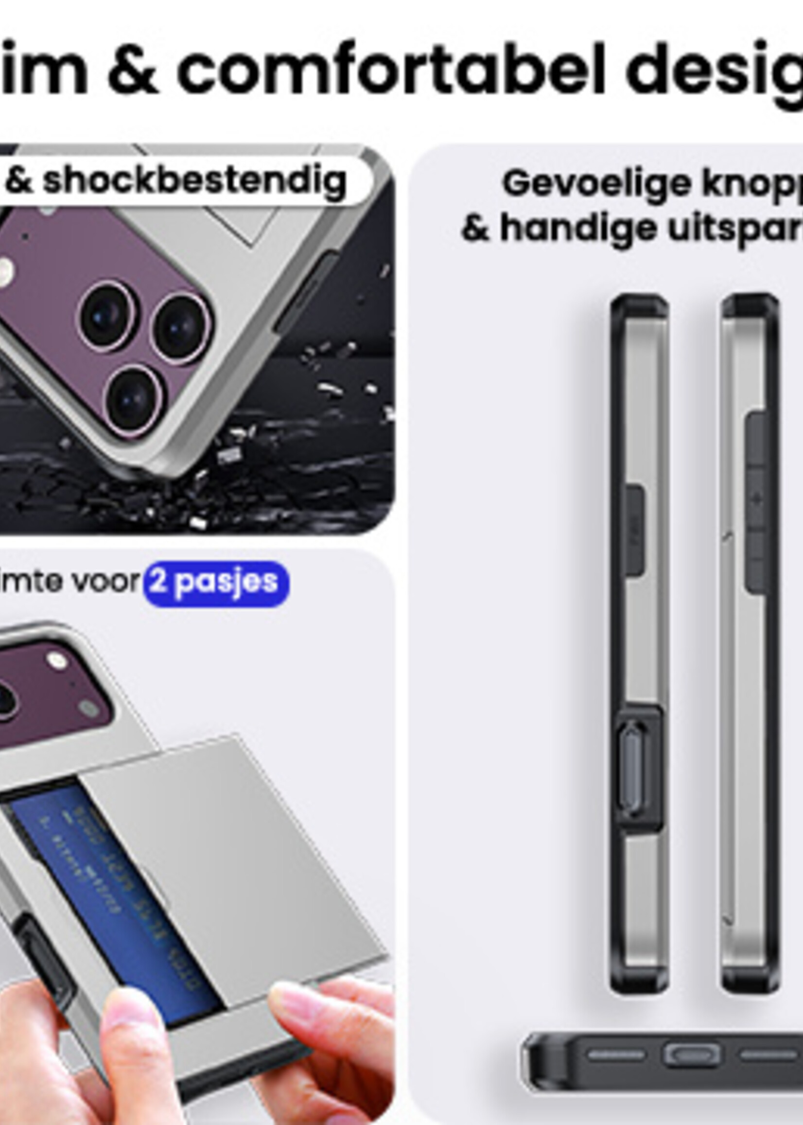 BTH BTH iPhone 18 Pro Max Hoesje Pashouder Hard - Grijs