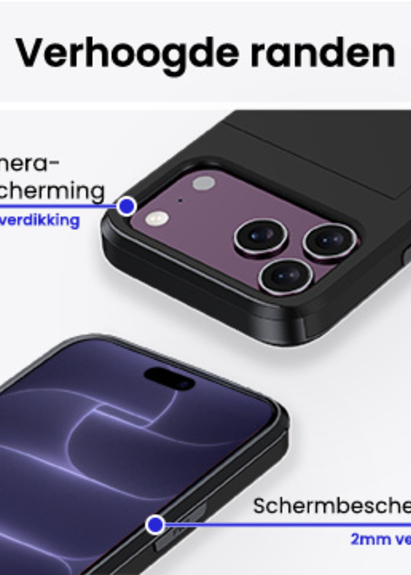 BTH BTH iPhone 18 Pro Max Hoesje Pashouder Hard - Zwart