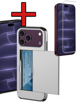 BTH BTH iPhone 18 Pro Max Hoesje Pashouder Hard Met Screenprotector - Grijs