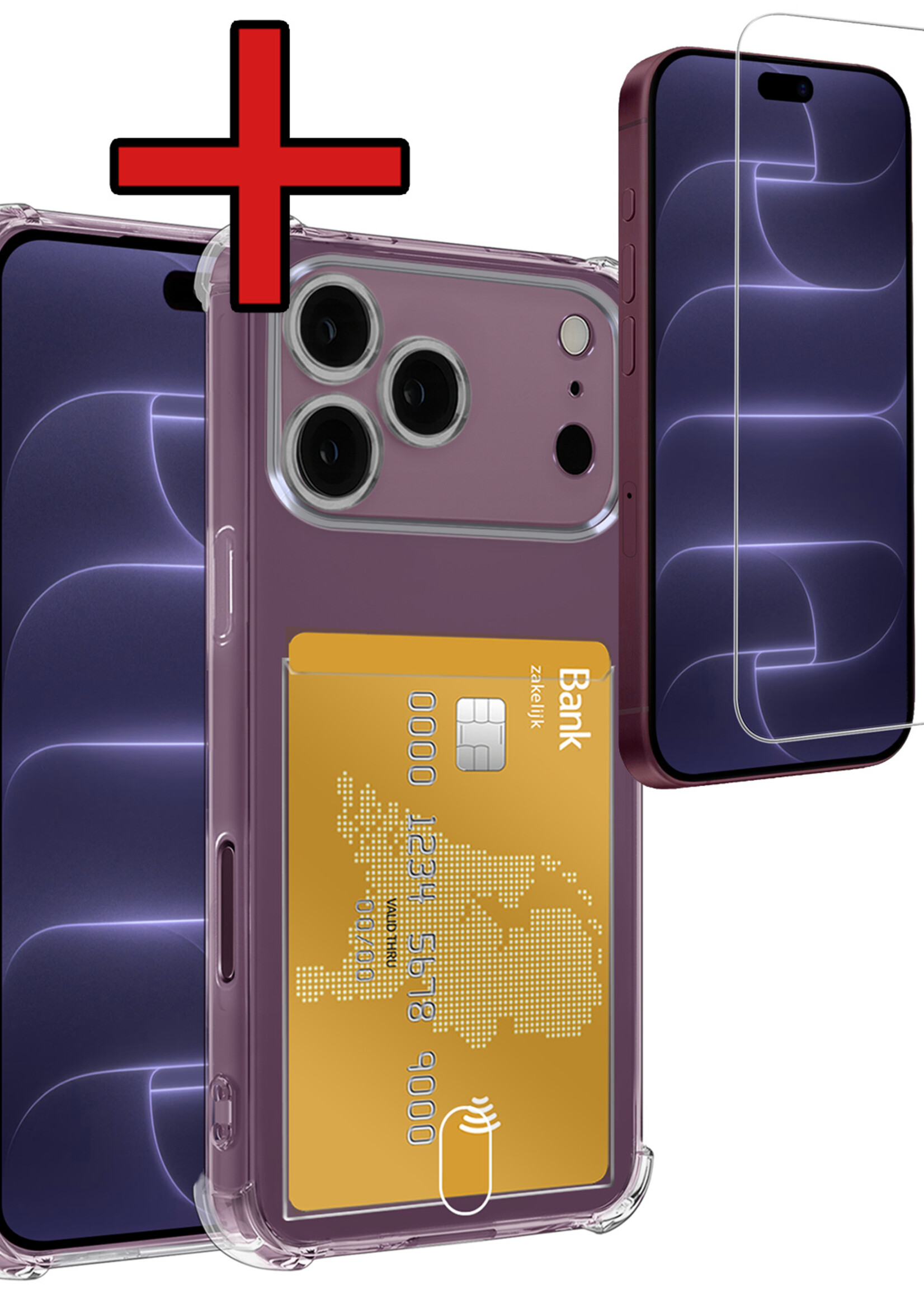BTH BTH iPhone 18 Pro Max Hoesje Pashouder Met Screenprotector
