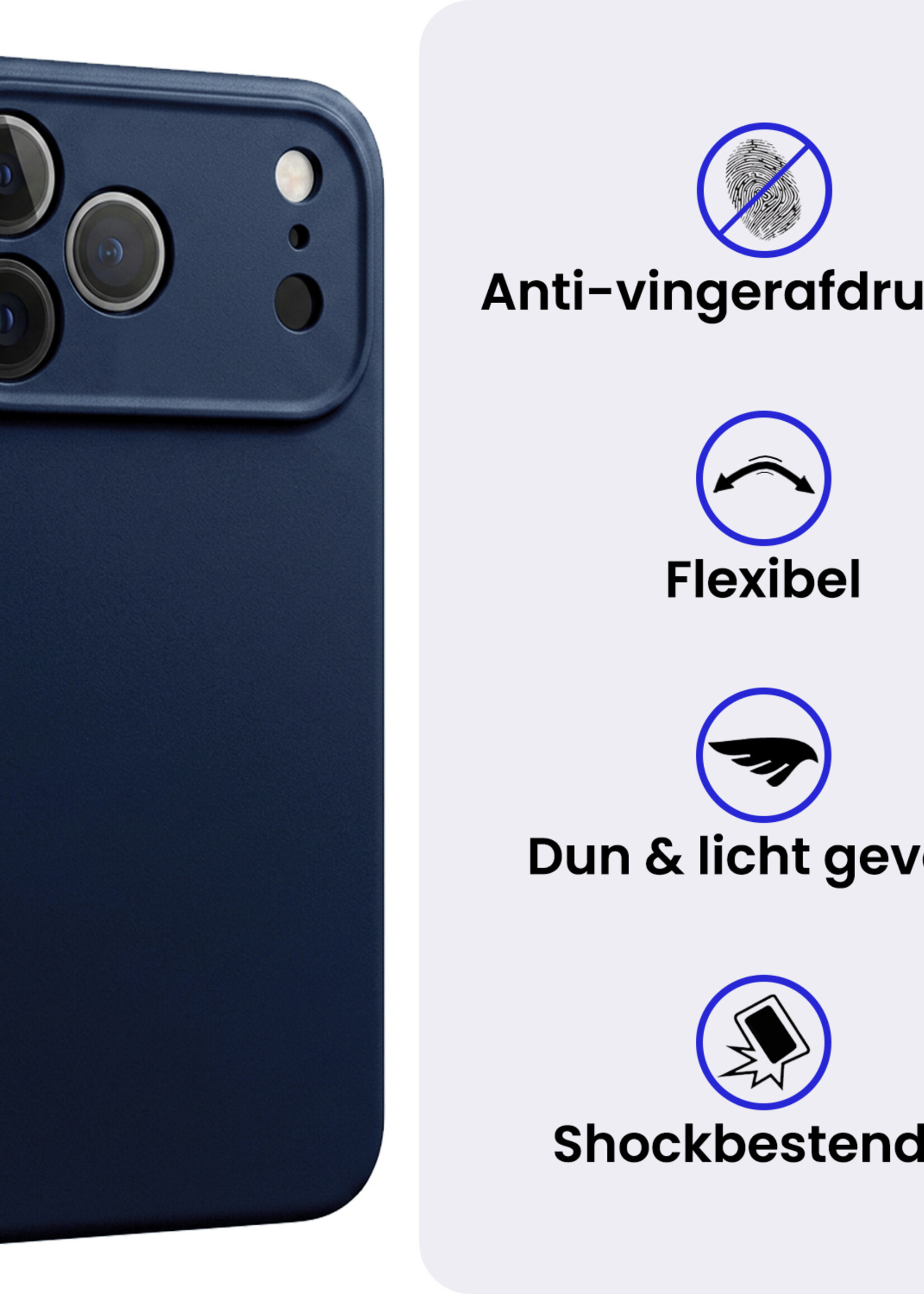 BTH BTH iPhone 18 Pro Hoesje Siliconen - Donkerblauw