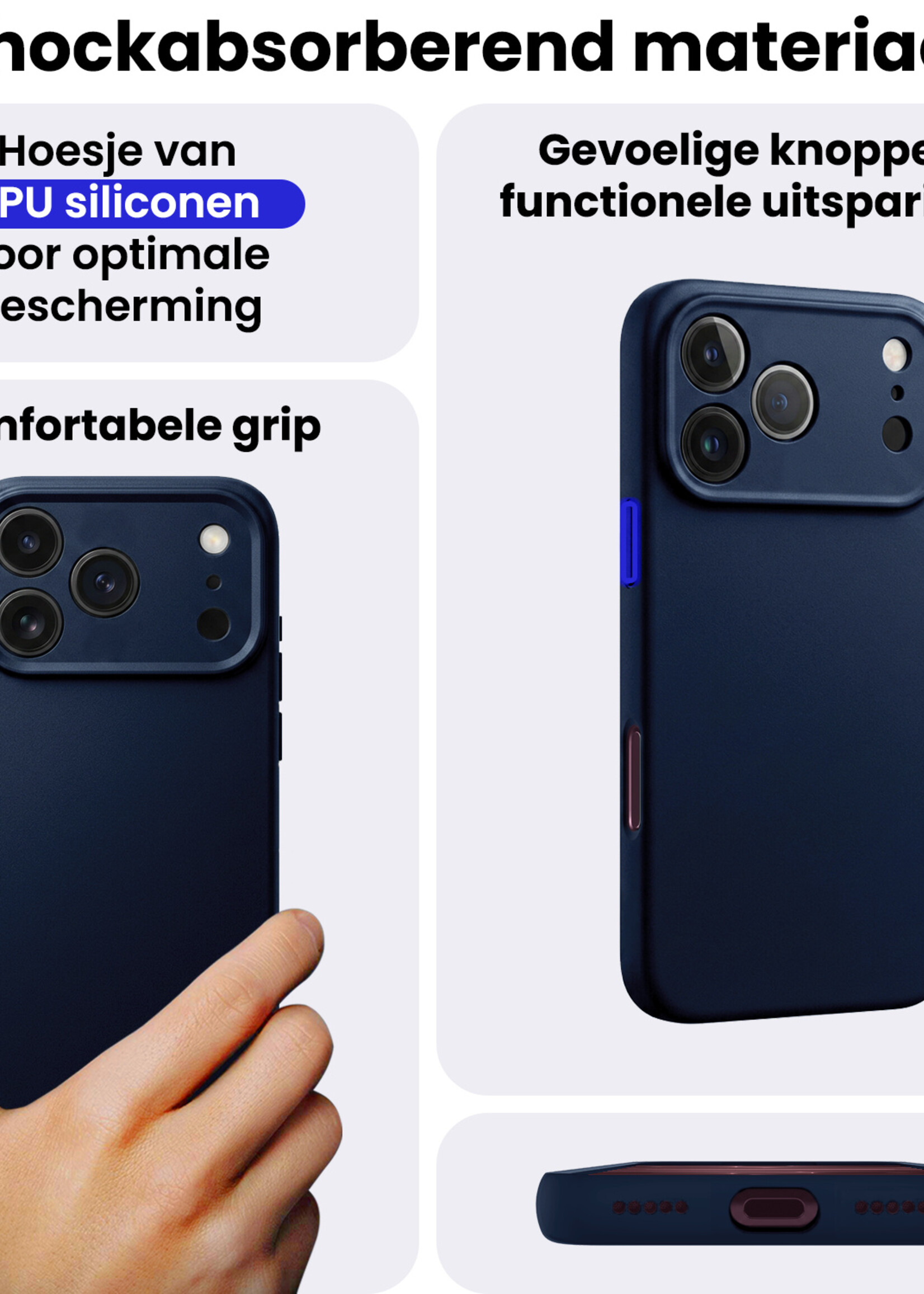 BTH BTH iPhone 18 Pro Hoesje Siliconen - Donkerblauw