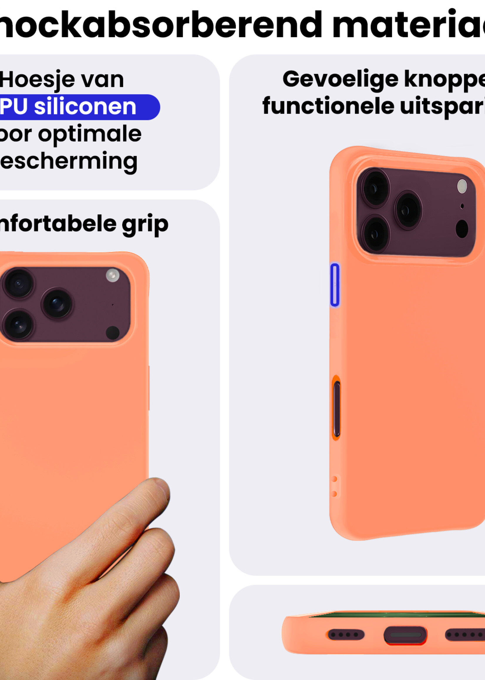 BTH BTH iPhone 18 Pro Hoesje Siliconen - Perzik