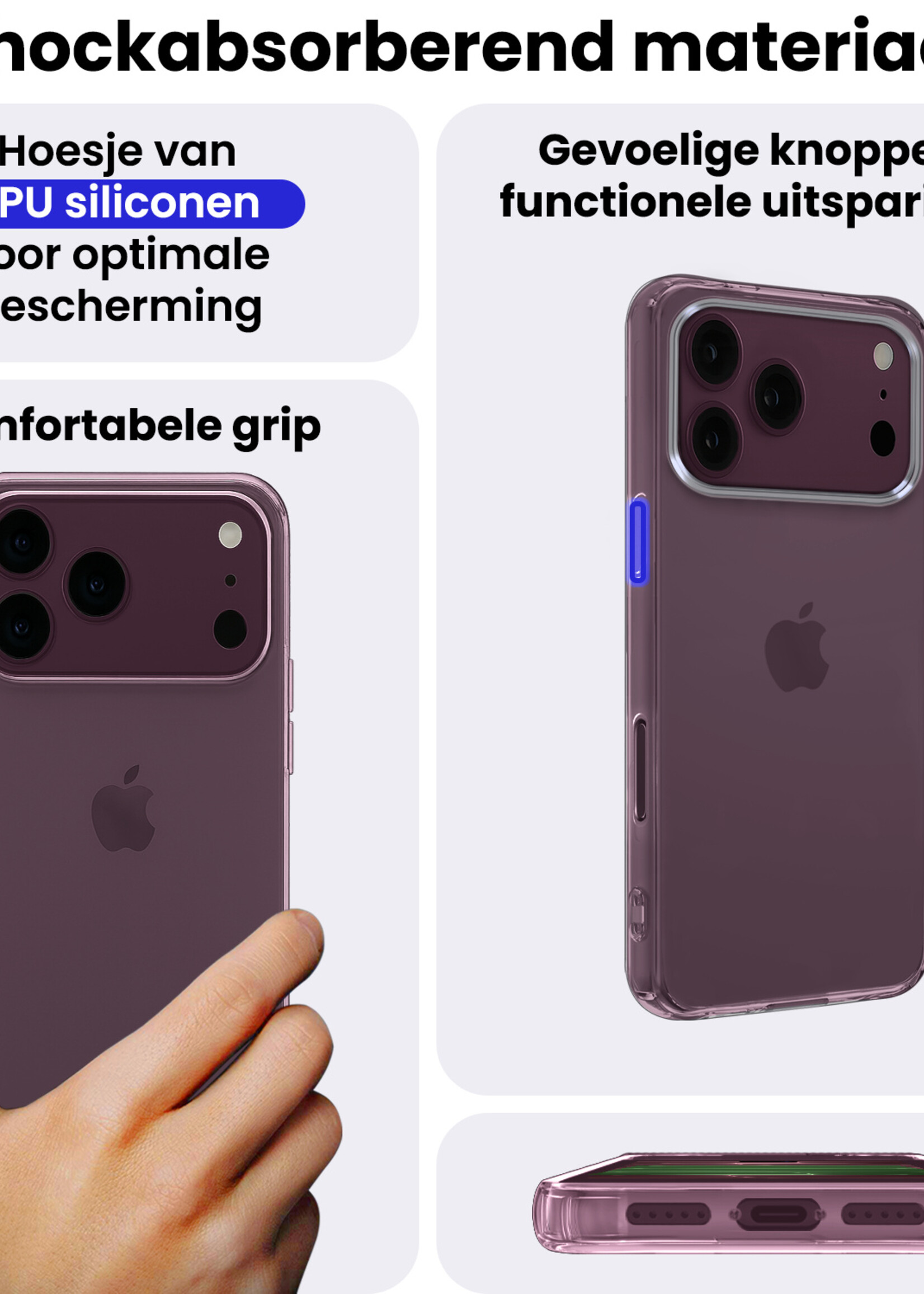 BTH BTH iPhone 18 Pro Hoesje Siliconen - Transparant