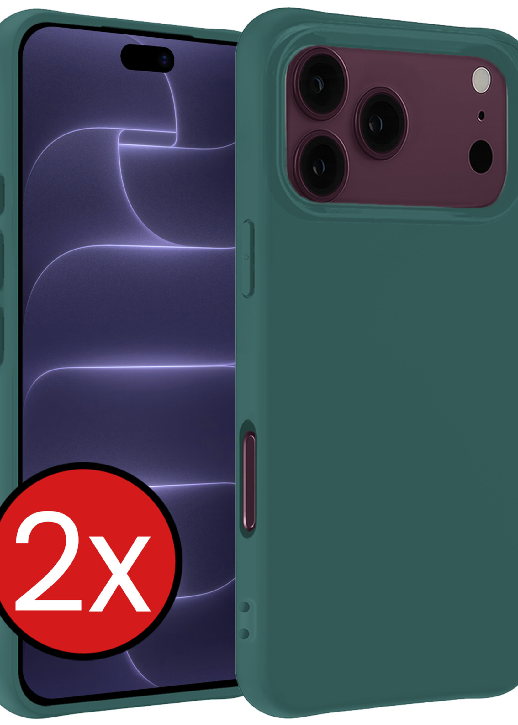 BTH BTH iPhone 18 Pro Hoesje Siliconen - Donkergroen - 2 PACK