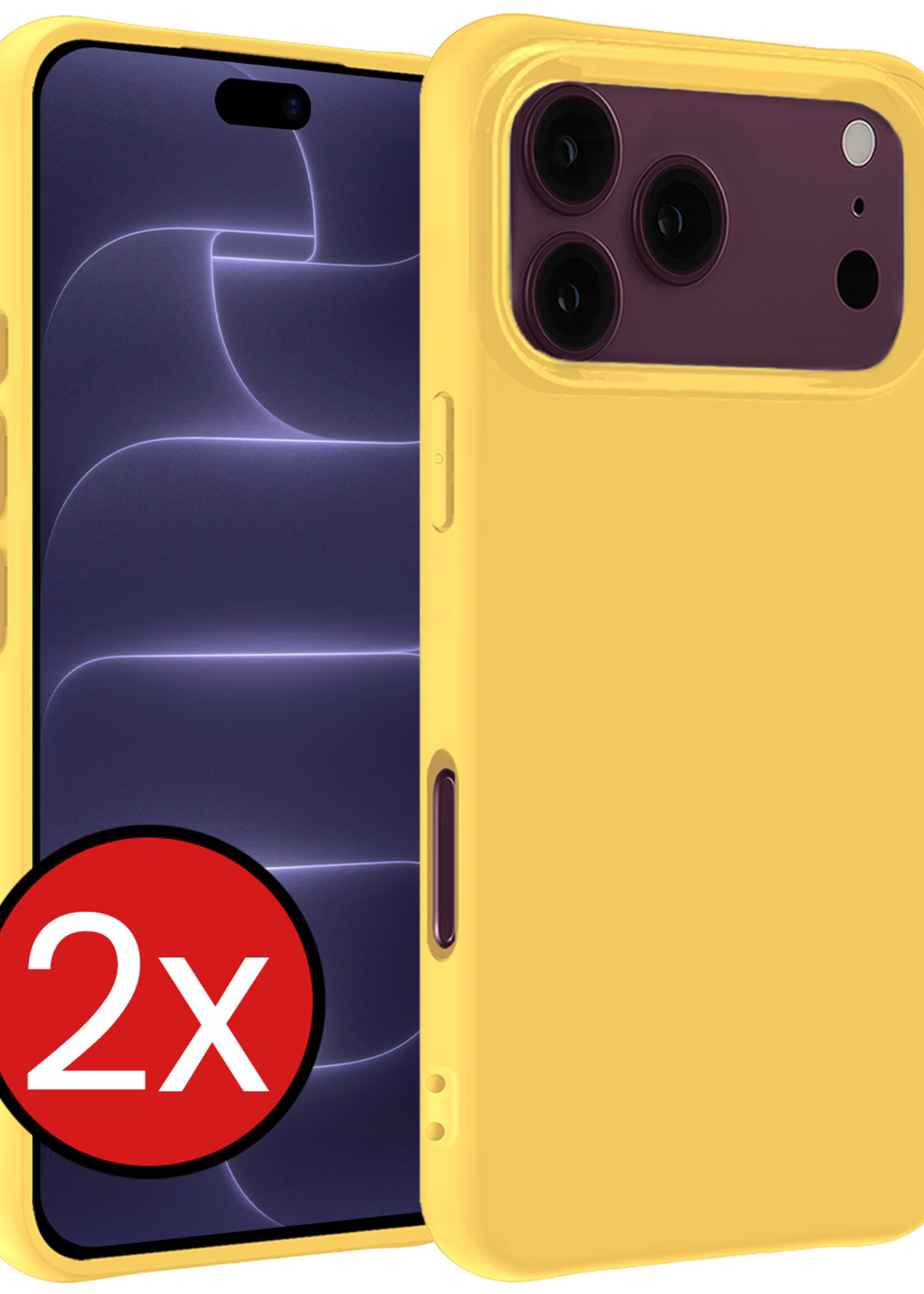 BTH BTH iPhone 18 Pro Hoesje Siliconen - Geel - 2 PACK