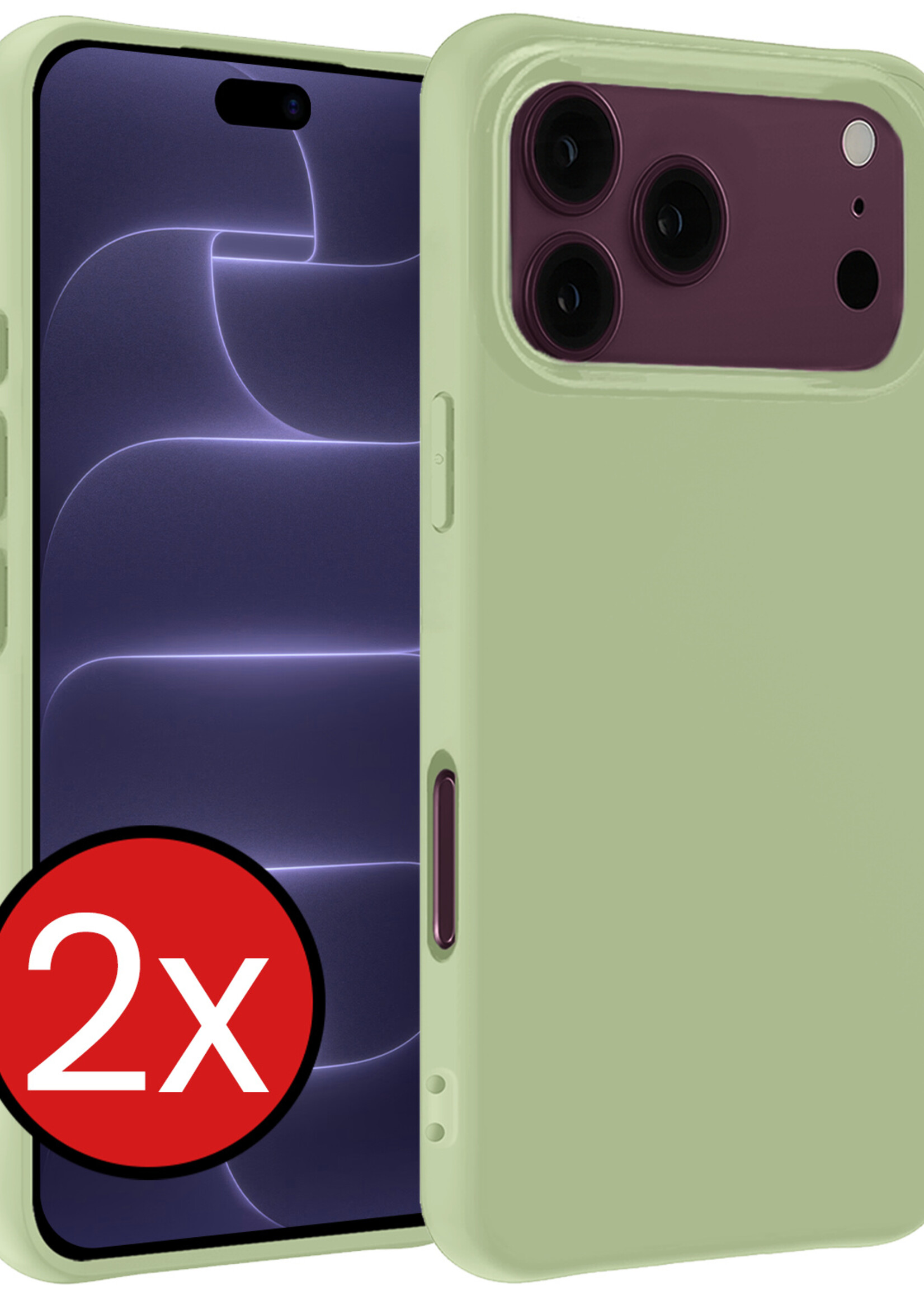 BTH BTH iPhone 18 Pro Hoesje Siliconen - Groen - 2 PACK