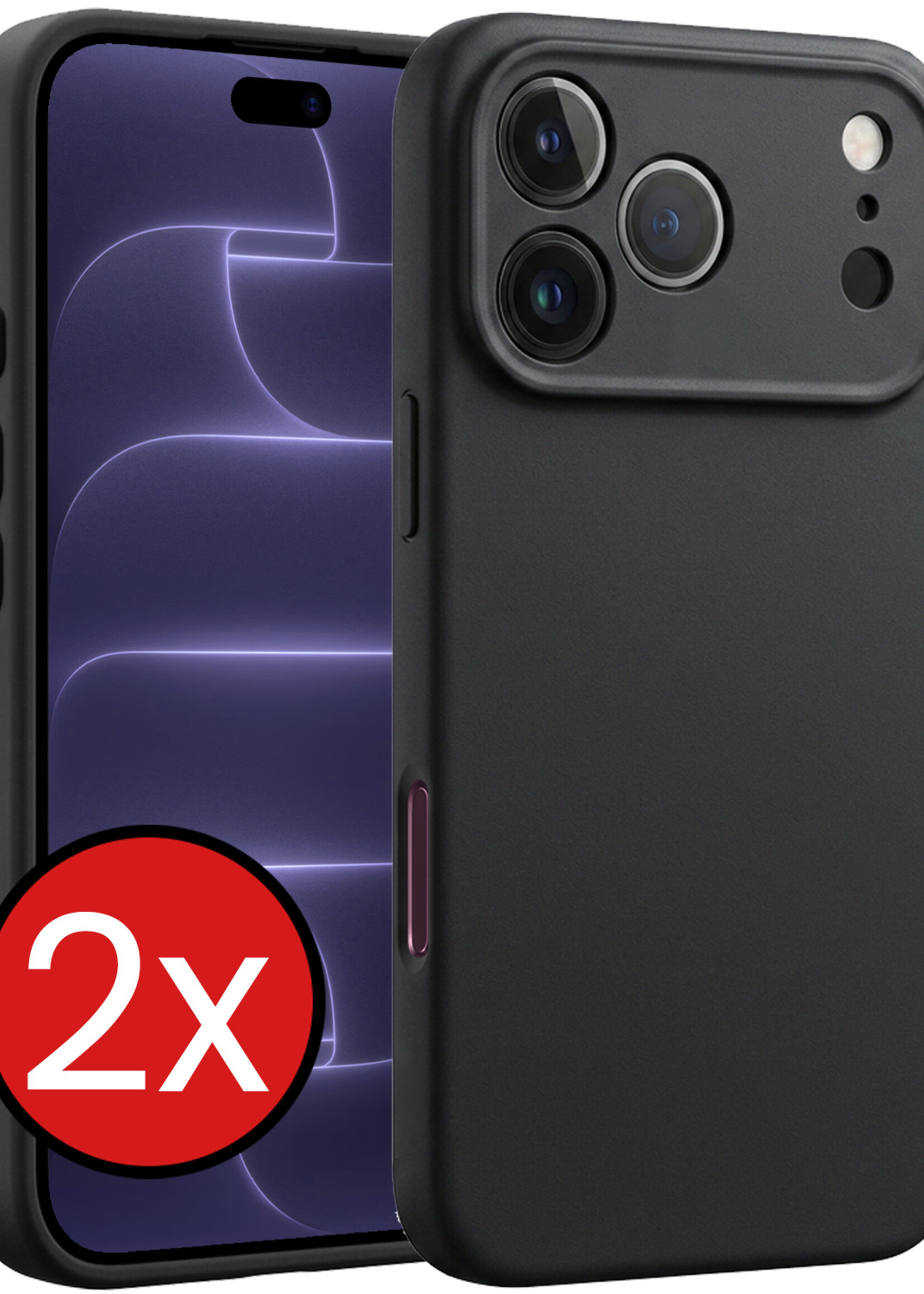 BTH BTH iPhone 18 Pro Hoesje Siliconen - Zwart - 2 PACK