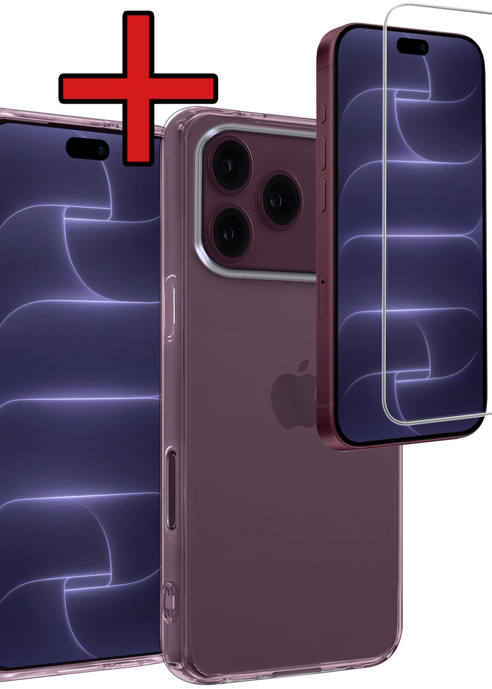 BTH BTH iPhone 18 Pro Hoesje Siliconen Met Screenprotector Met Dichte Notch - Transparant