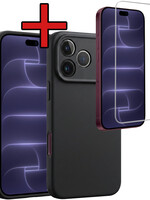 BTH BTH iPhone 18 Pro Hoesje Siliconen Met Screenprotector Met Dichte Notch - Zwart