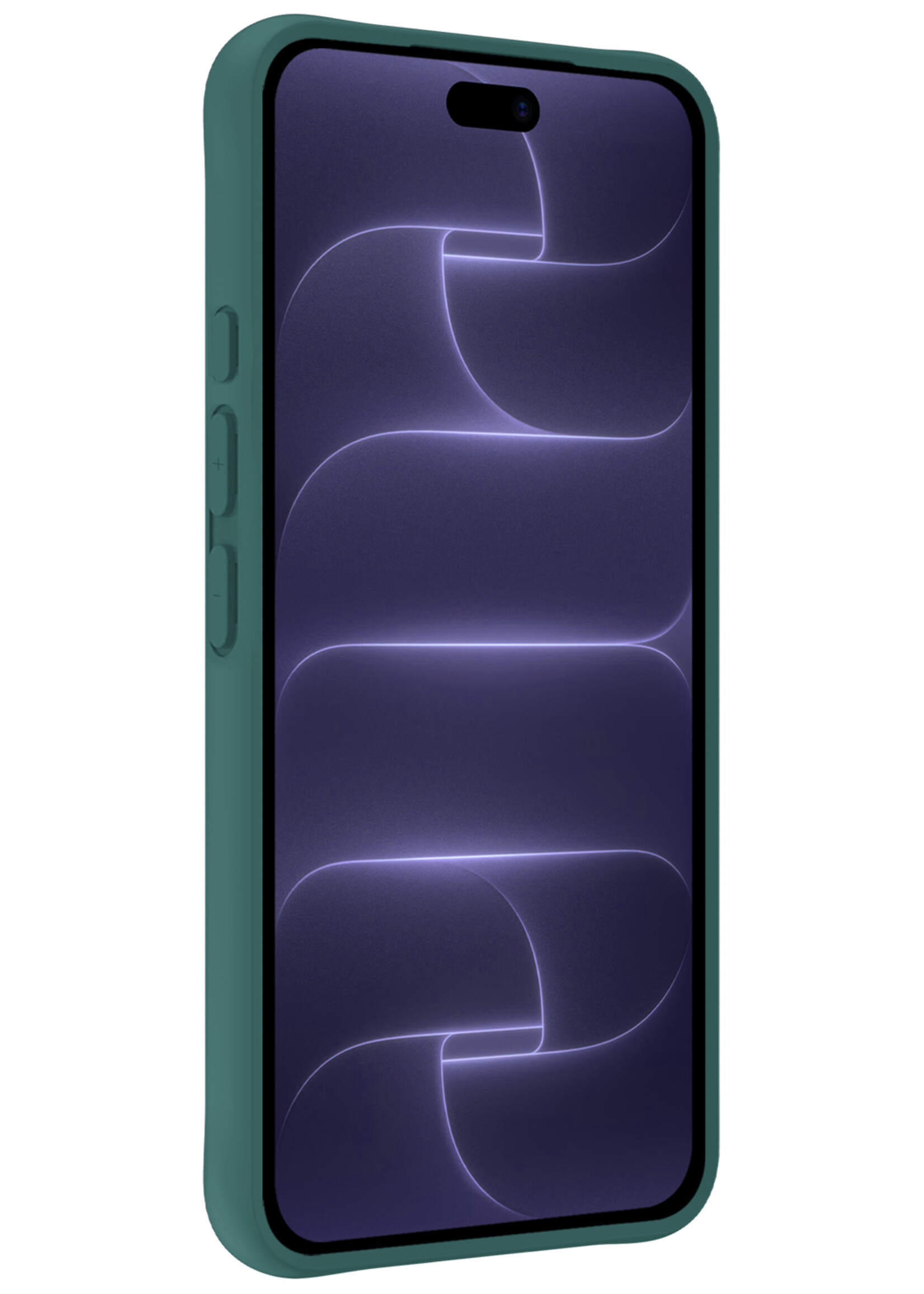 BTH BTH iPhone 18 Pro Hoesje Siliconen Met 2x Screenprotector Met Dichte Notch - Donkergroen