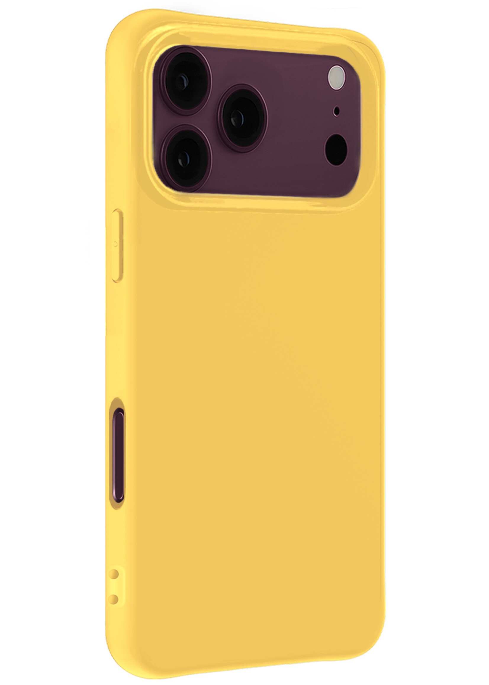 BTH BTH iPhone 18 Pro Hoesje Siliconen Met 2x Screenprotector Met Dichte Notch - Geel