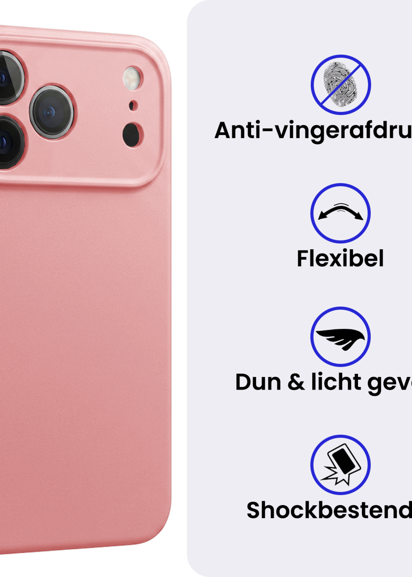BTH BTH iPhone 18 Pro Max Hoesje Siliconen - Lichtroze