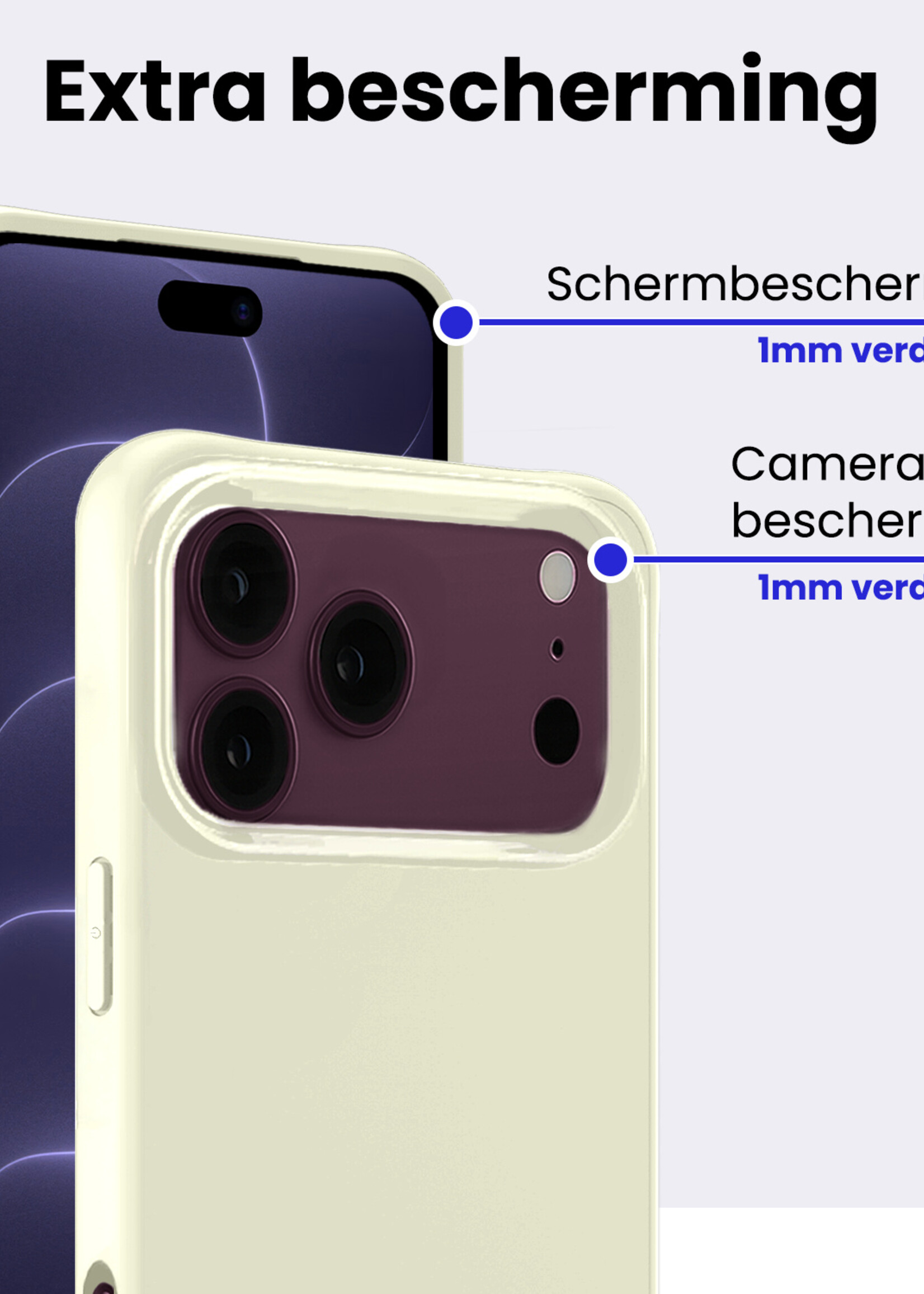 BTH BTH iPhone 18 Pro Max Hoesje Siliconen - Wit