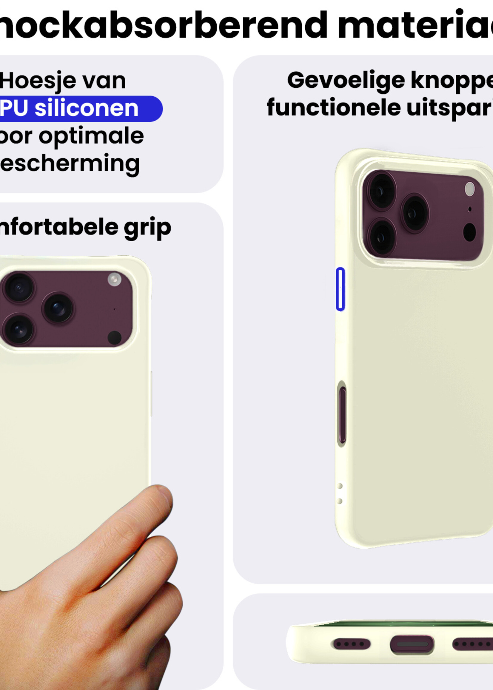 BTH BTH iPhone 18 Pro Max Hoesje Siliconen - Wit