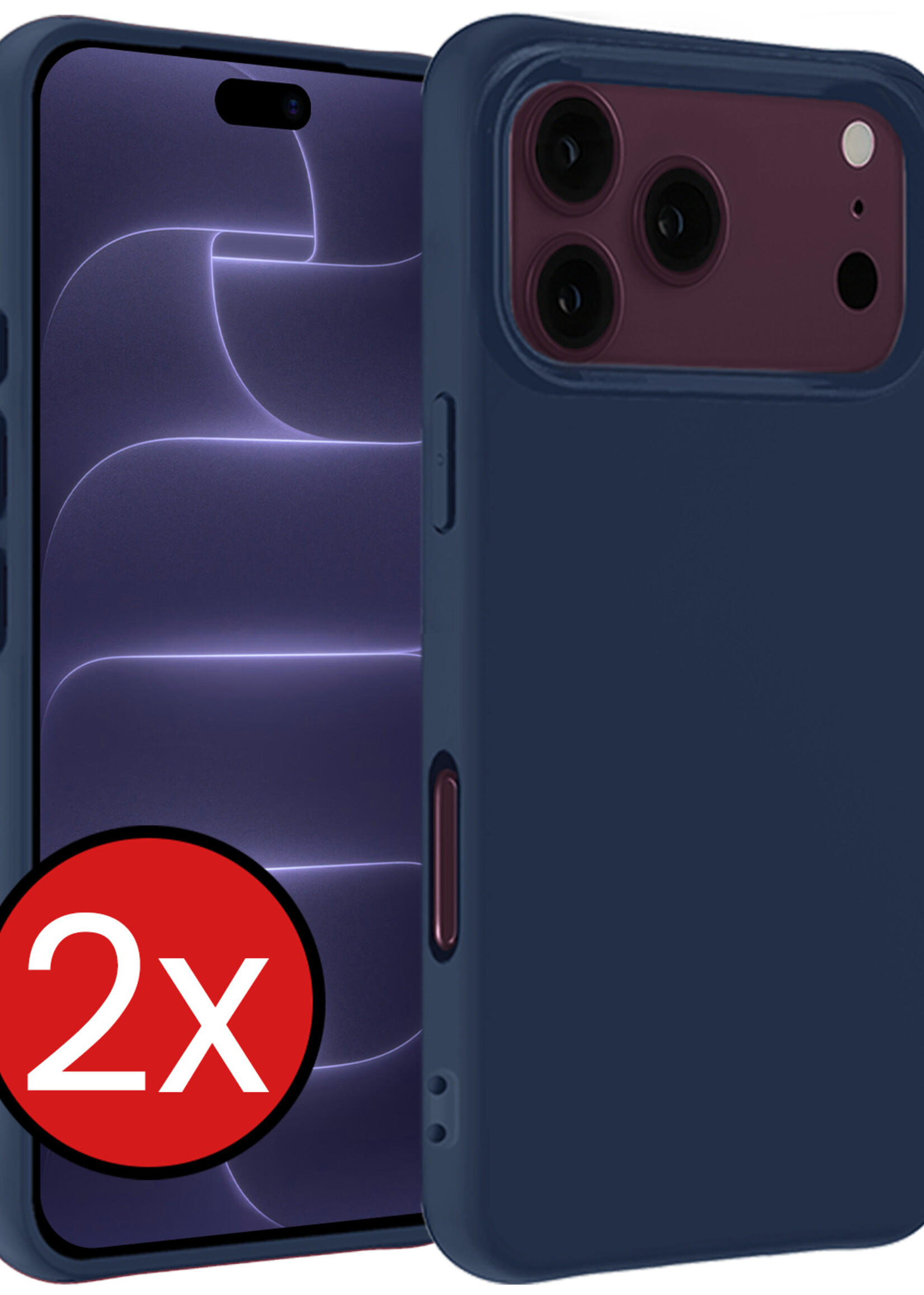 BTH BTH iPhone 18 Pro Max Hoesje Siliconen - Donkerblauw - 2 PACK