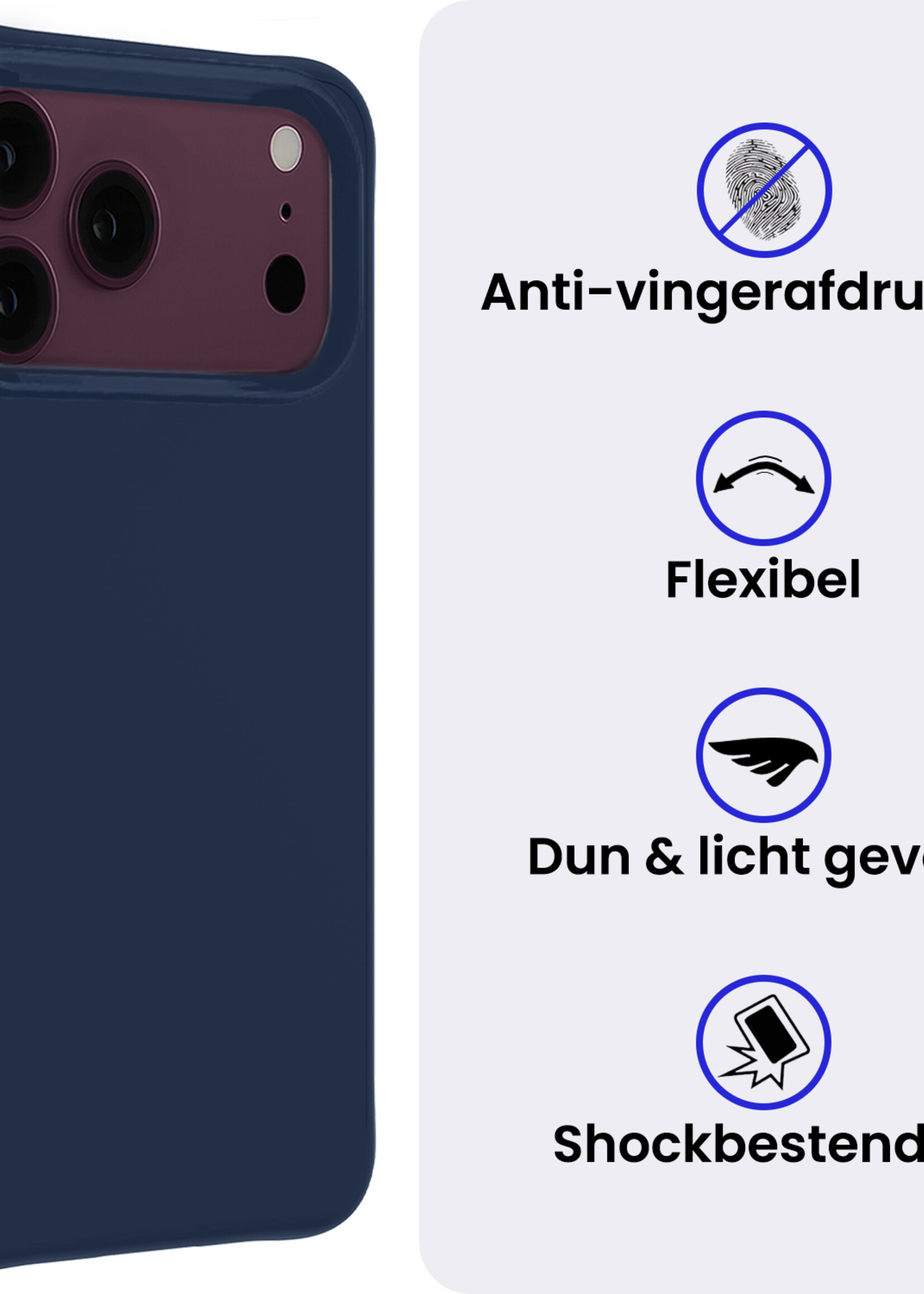 BTH BTH iPhone 18 Pro Max Hoesje Siliconen - Donkerblauw - 2 PACK