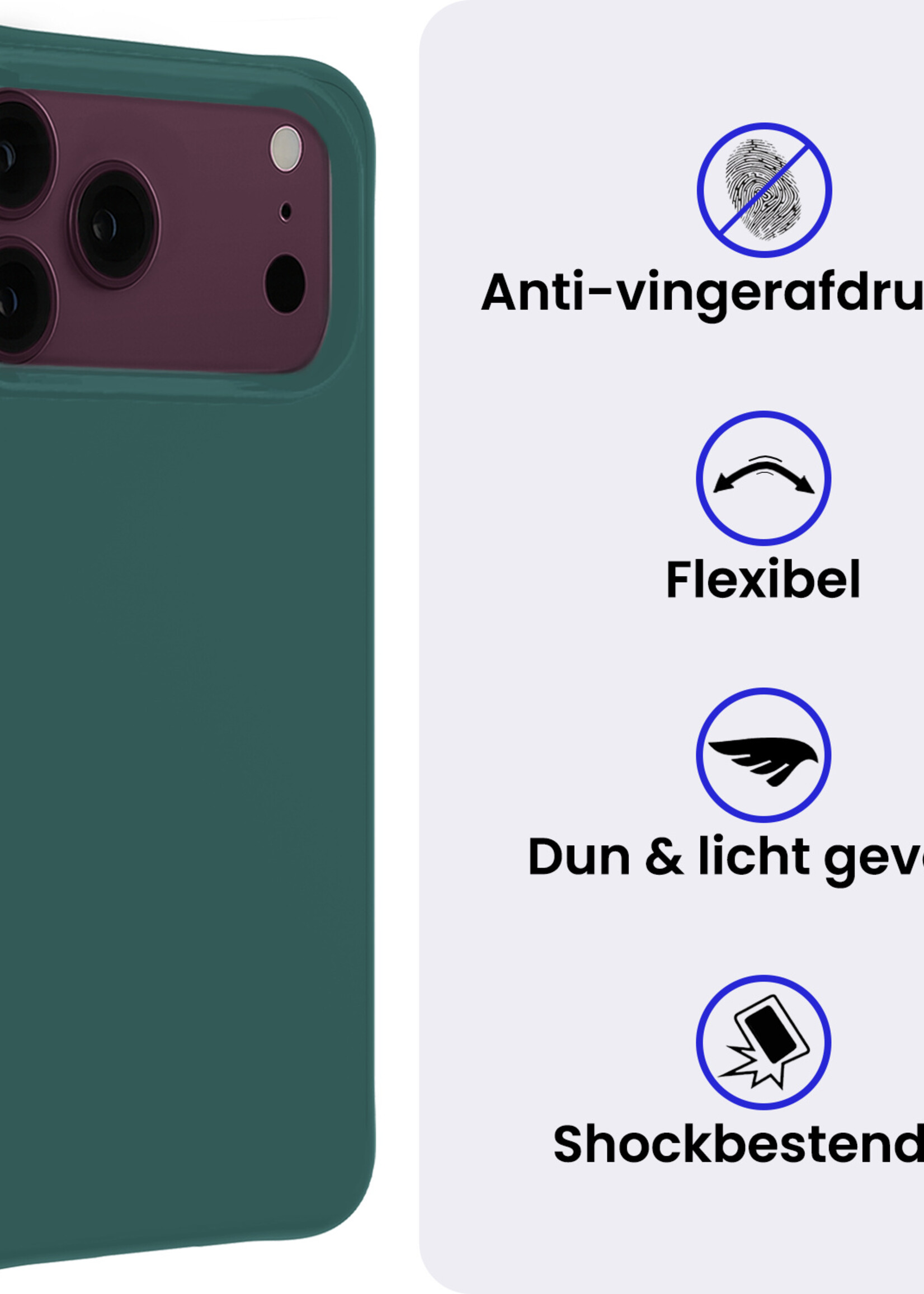 BTH BTH iPhone 18 Pro Max Hoesje Siliconen - Donkergroen - 2 PACK