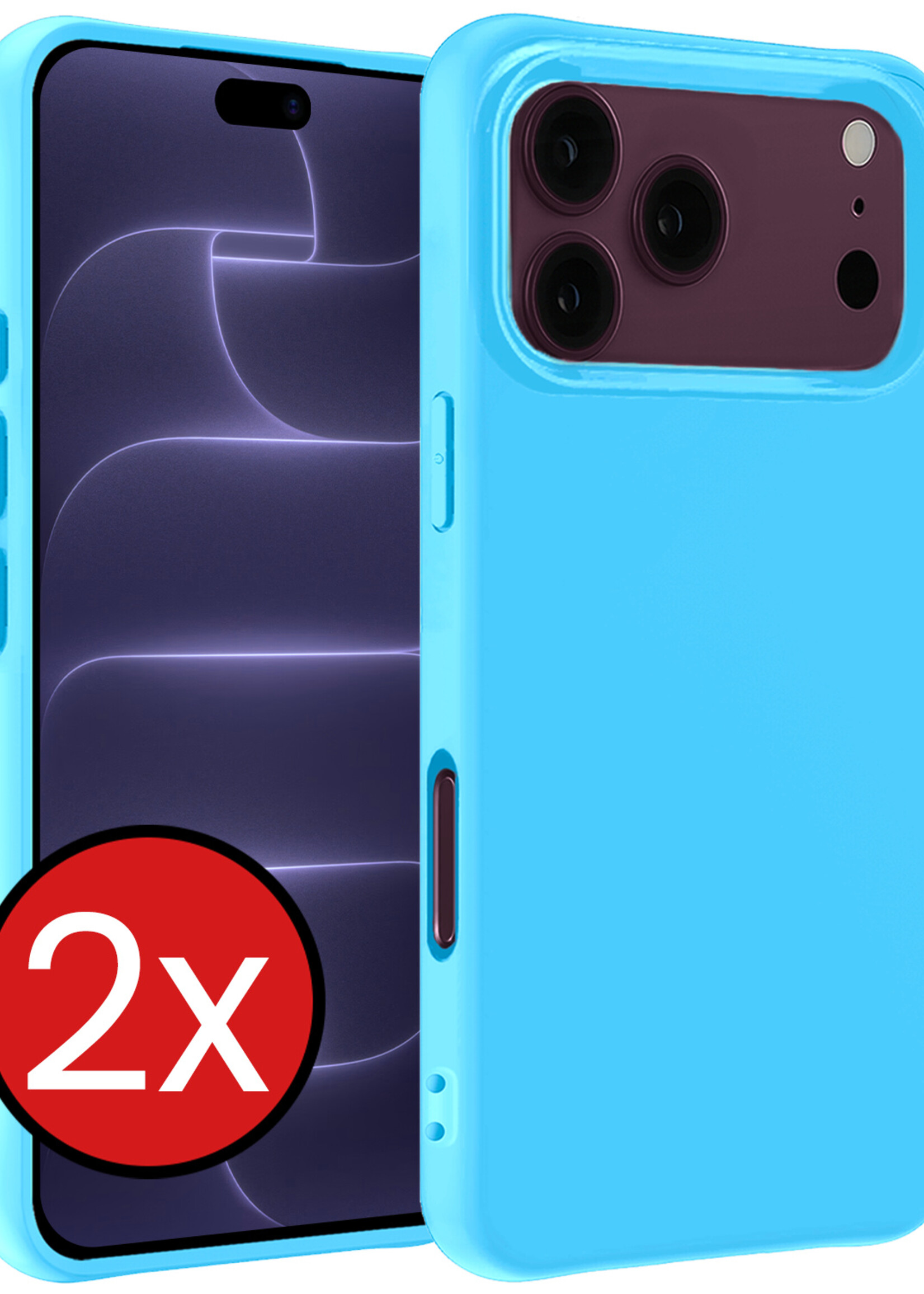 BTH BTH iPhone 18 Pro Max Hoesje Siliconen - Lichtblauw - 2 PACK