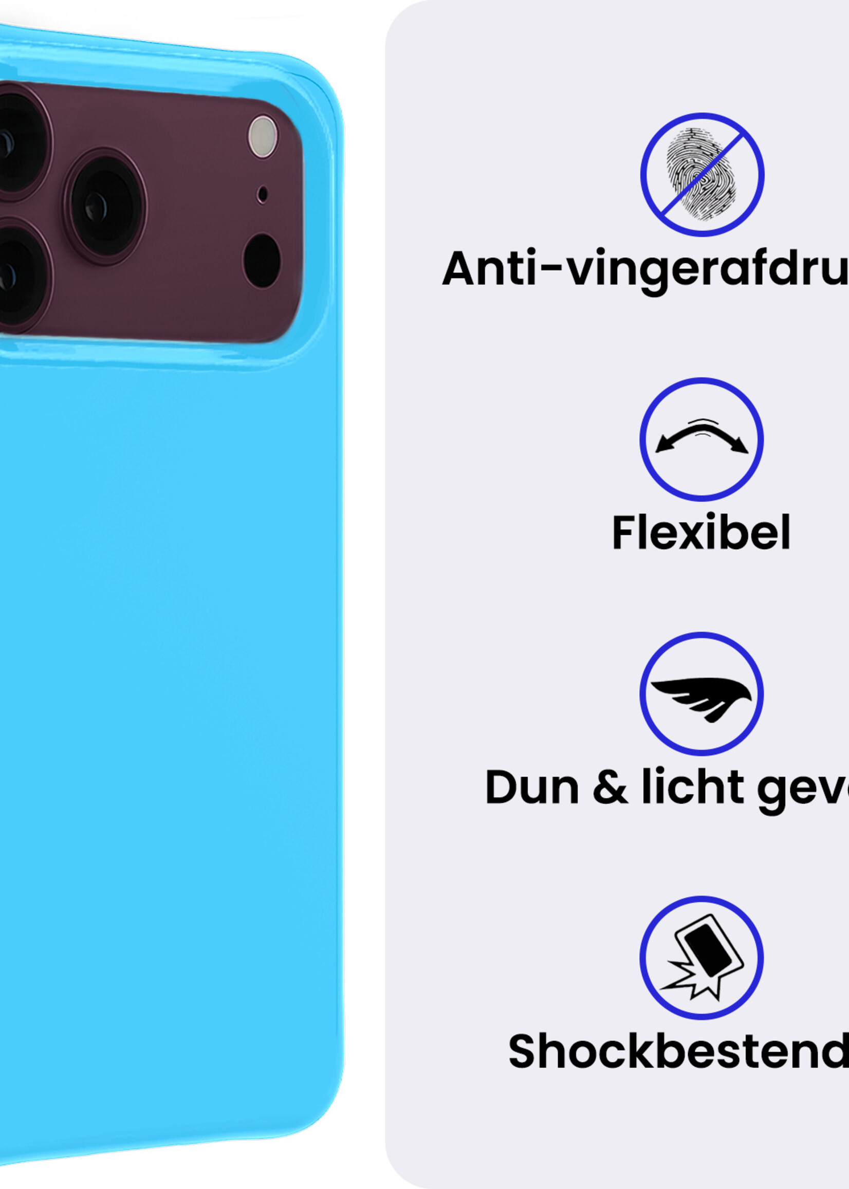 BTH BTH iPhone 18 Pro Max Hoesje Siliconen - Lichtblauw - 2 PACK