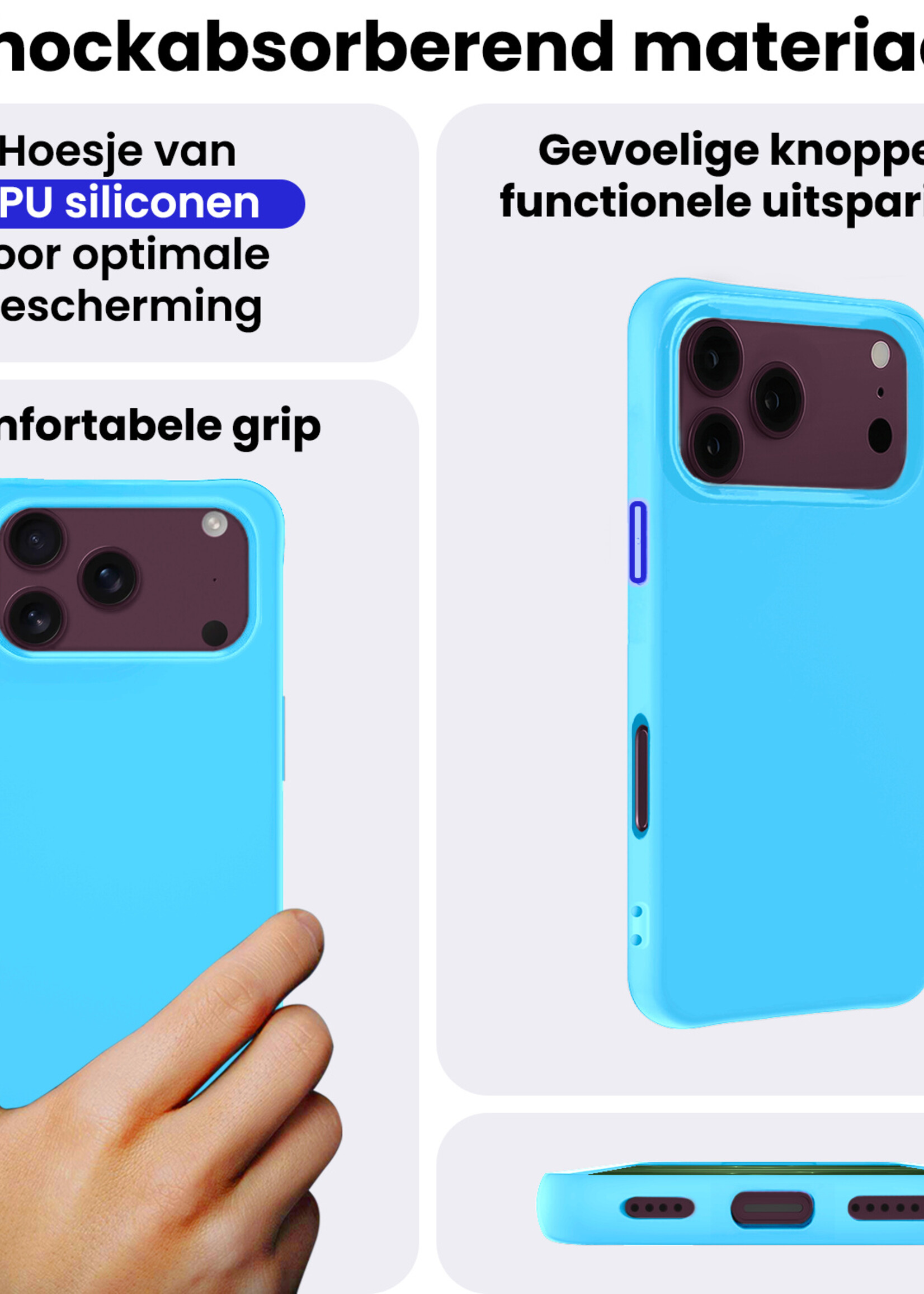 BTH BTH iPhone 18 Pro Max Hoesje Siliconen - Lichtblauw - 2 PACK