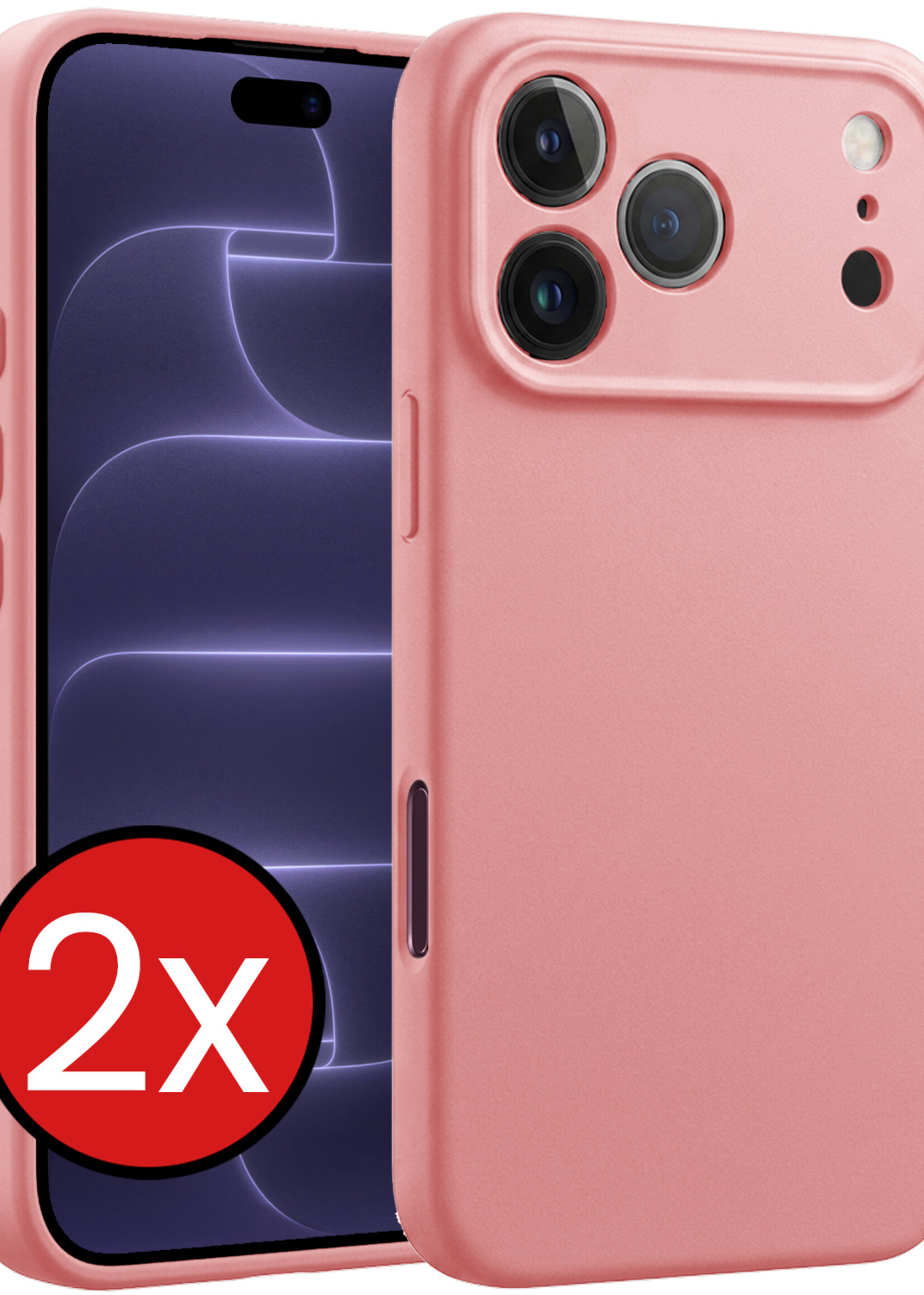 BTH BTH iPhone 18 Pro Max Hoesje Siliconen - Lichtroze - 2 PACK
