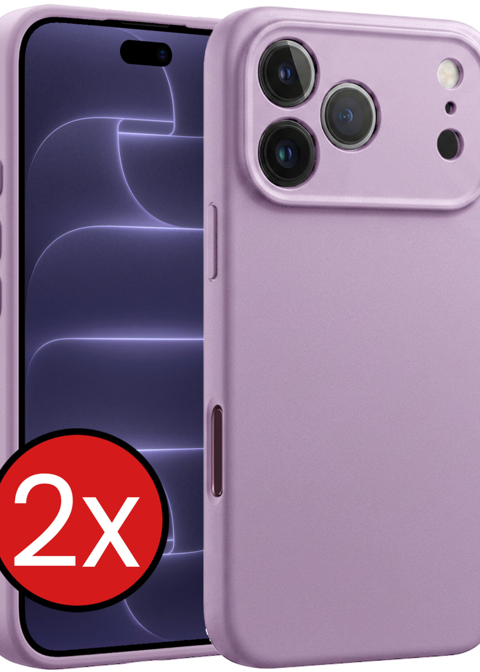 BTH BTH iPhone 18 Pro Max Hoesje Siliconen - Lila - 2 PACK