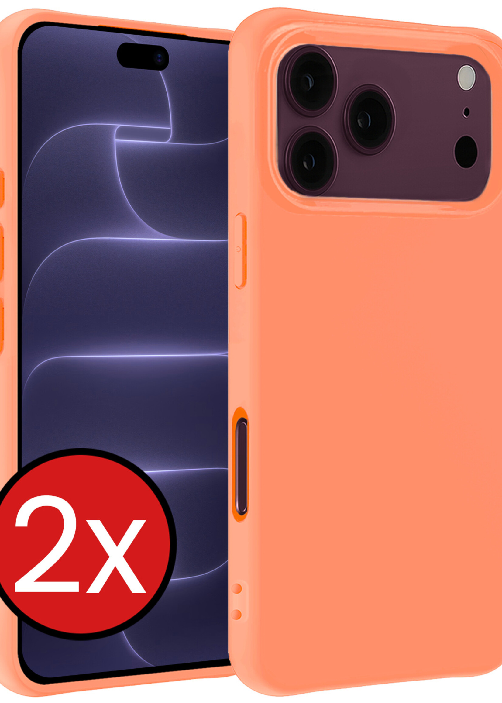 BTH BTH iPhone 18 Pro Max Hoesje Siliconen - Perzik - 2 PACK