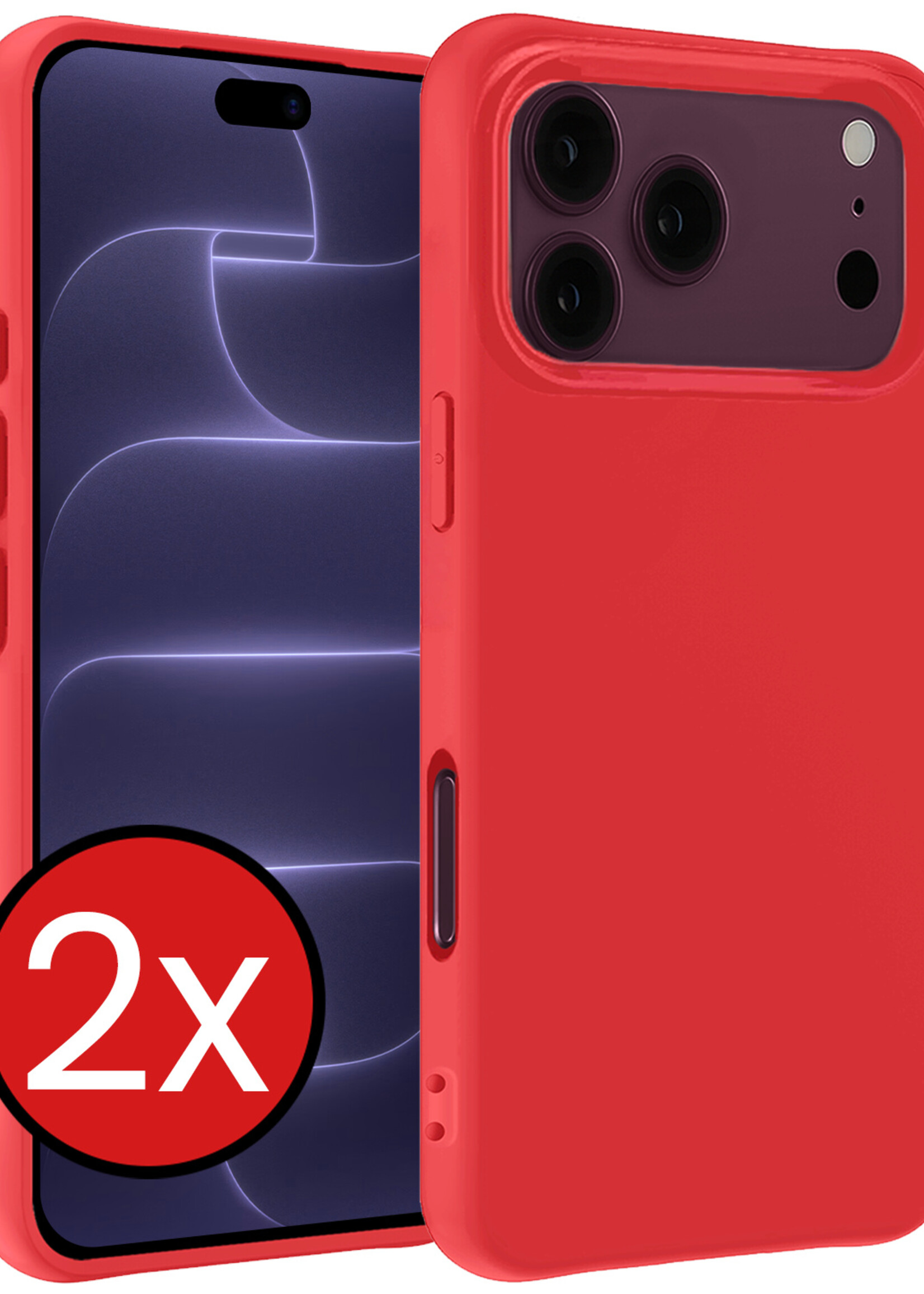 BTH BTH iPhone 18 Pro Max Hoesje Siliconen - Rood - 2 PACK