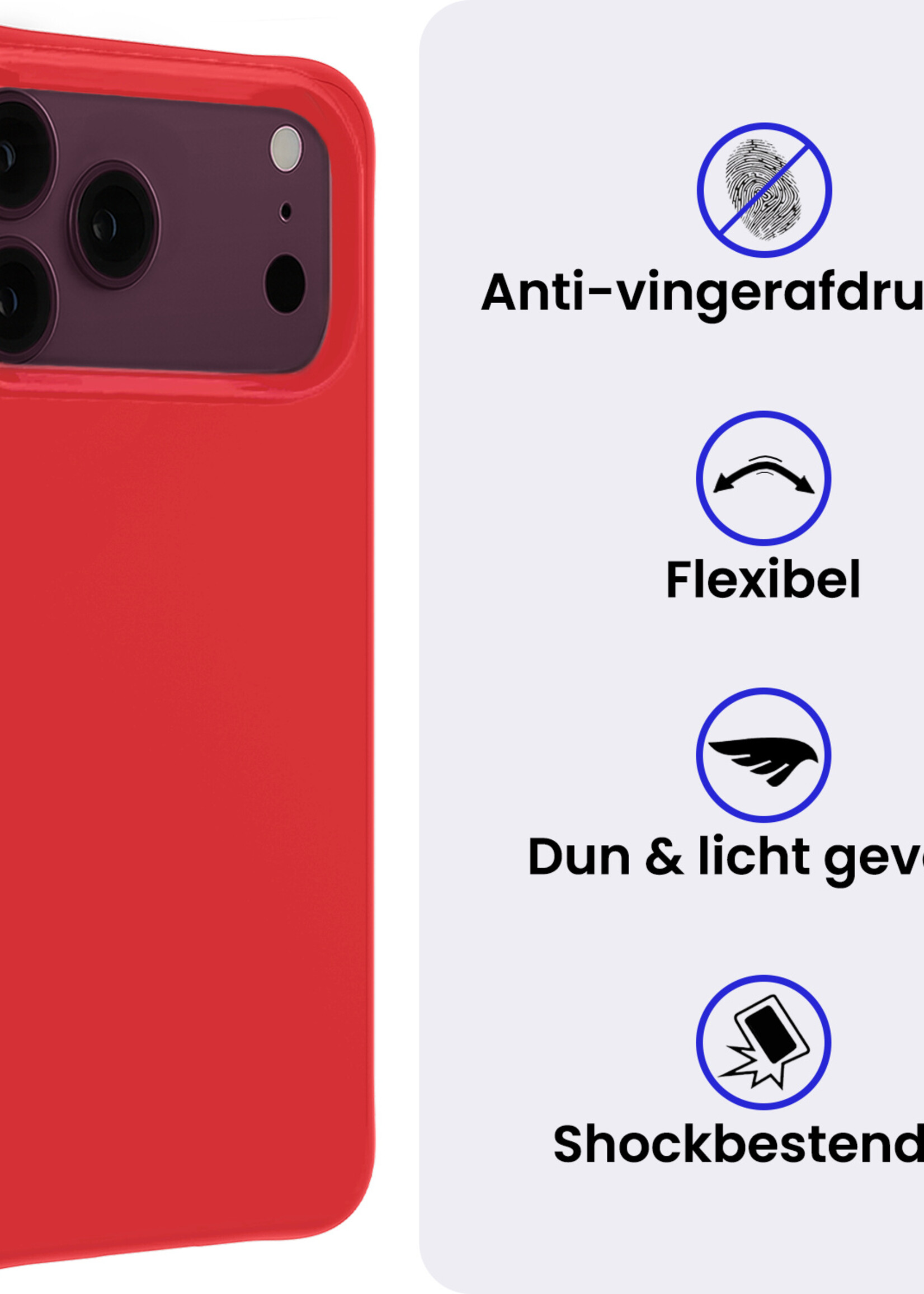 BTH BTH iPhone 18 Pro Max Hoesje Siliconen - Rood - 2 PACK