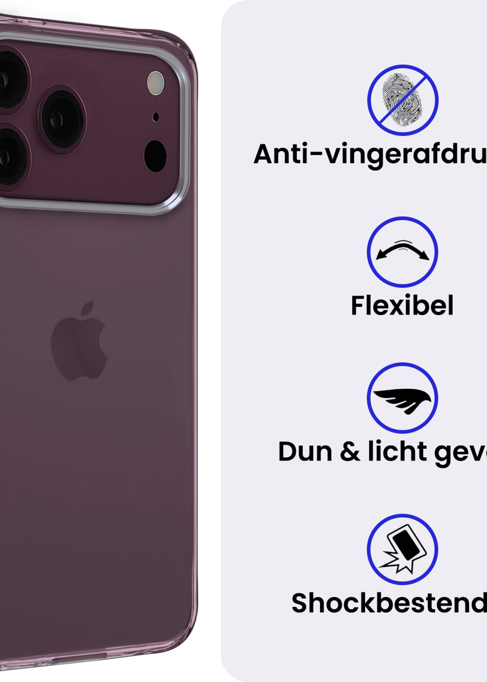 BTH BTH iPhone 18 Pro Max Hoesje Siliconen - Transparant - 2 PACK