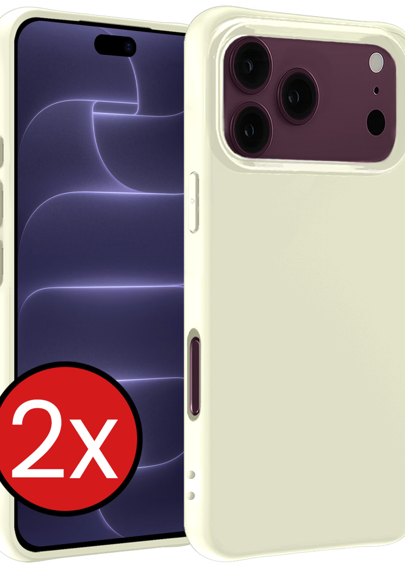 BTH BTH iPhone 18 Pro Max Hoesje Siliconen - Wit - 2 PACK