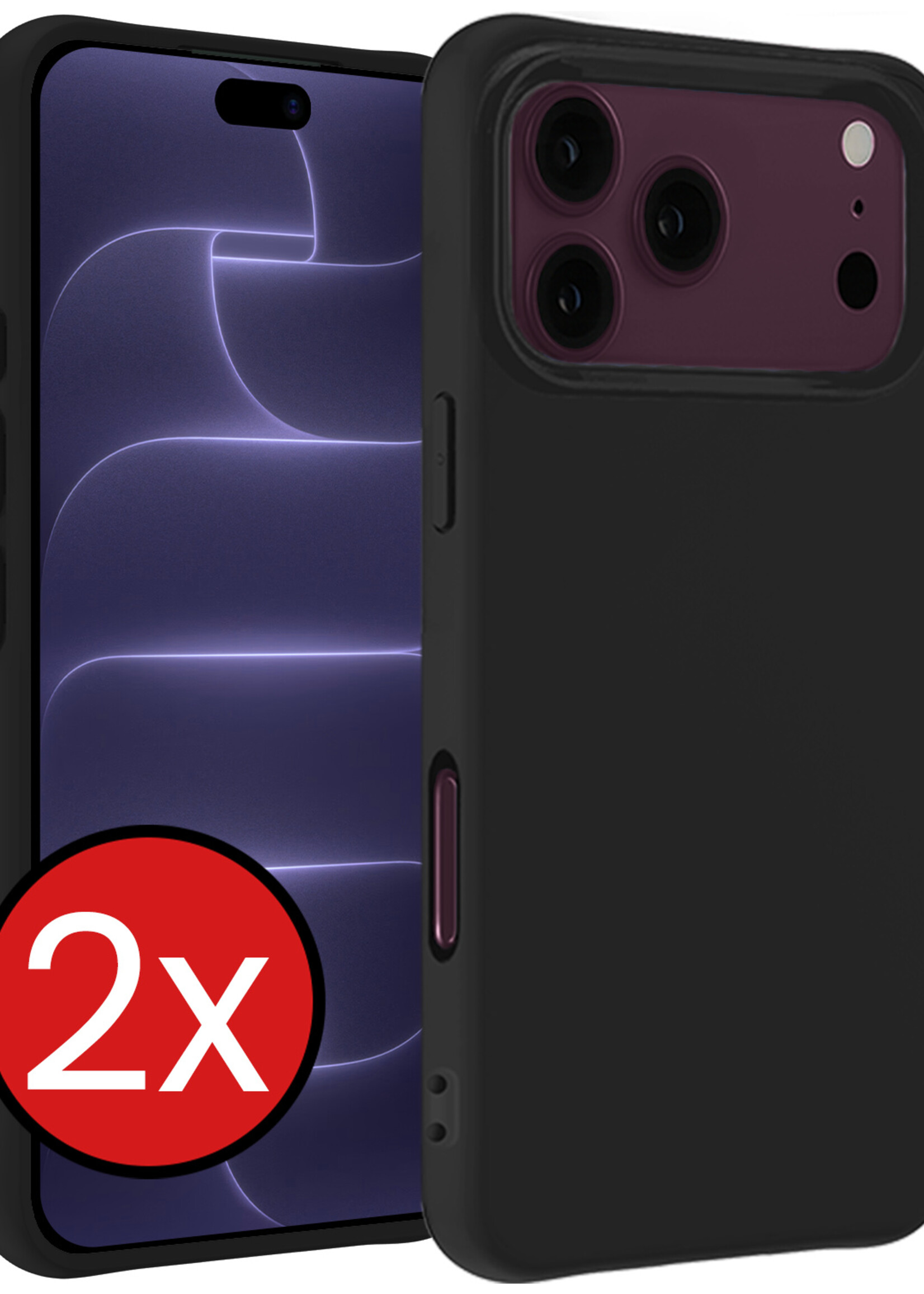 BTH BTH iPhone 18 Pro Max Hoesje Siliconen - Zwart - 2 PACK
