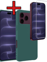BTH BTH iPhone 18 Pro Max Hoesje Siliconen Met Screenprotector Met Dichte Notch - Donkergroen