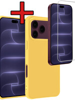 BTH BTH iPhone 18 Pro Max Hoesje Siliconen Met Screenprotector Met Dichte Notch - Geel