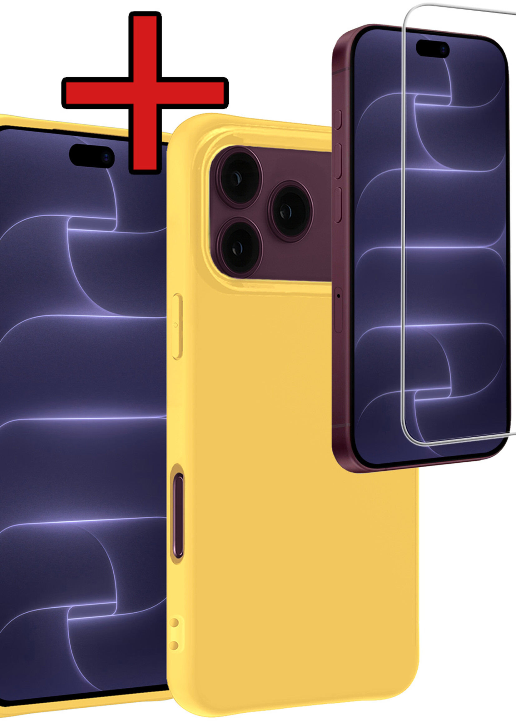BTH BTH iPhone 18 Pro Max Hoesje Siliconen Met Screenprotector Met Dichte Notch - Geel