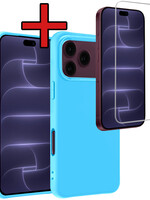 BTH BTH iPhone 18 Pro Max Hoesje Siliconen Met Screenprotector Met Dichte Notch - Lichtblauw