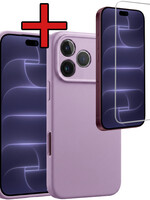 BTH BTH iPhone 18 Pro Max Hoesje Siliconen Met Screenprotector Met Dichte Notch - Lila