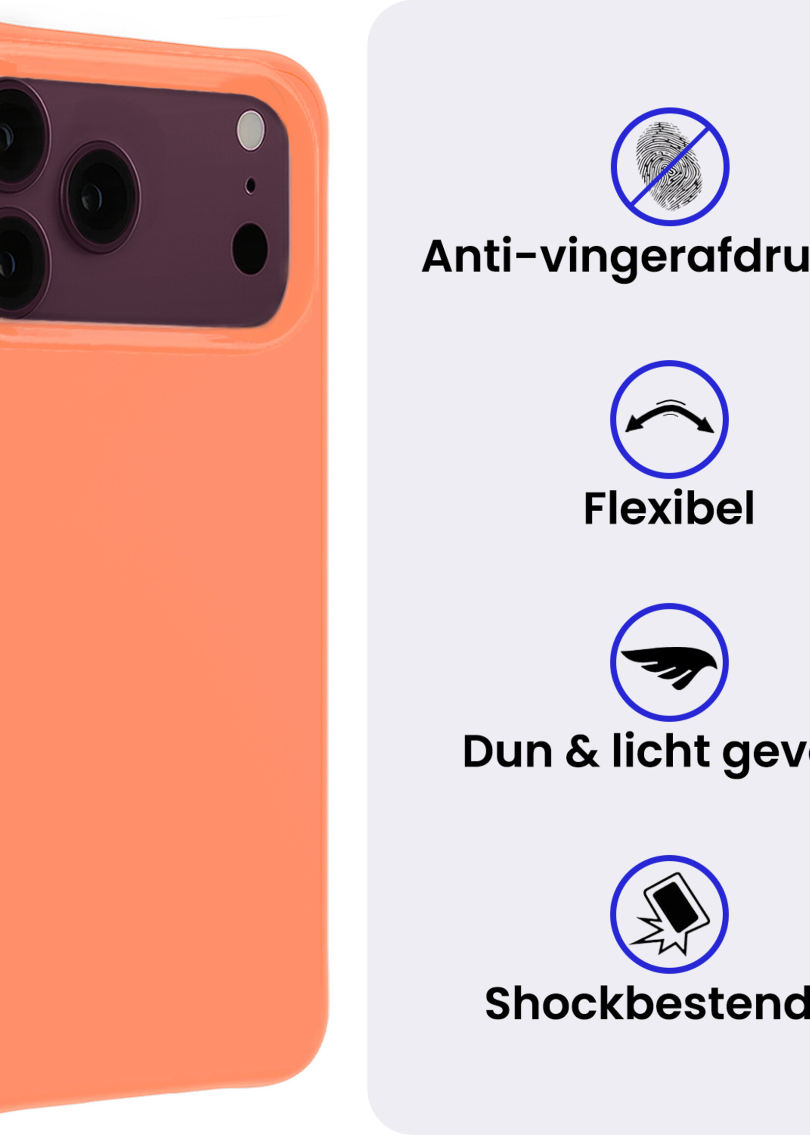 BTH BTH iPhone 18 Pro Max Hoesje Siliconen Met Screenprotector Met Dichte Notch - Perzik