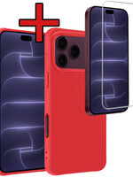 BTH BTH iPhone 18 Pro Max Hoesje Siliconen Met Screenprotector Met Dichte Notch - Rood